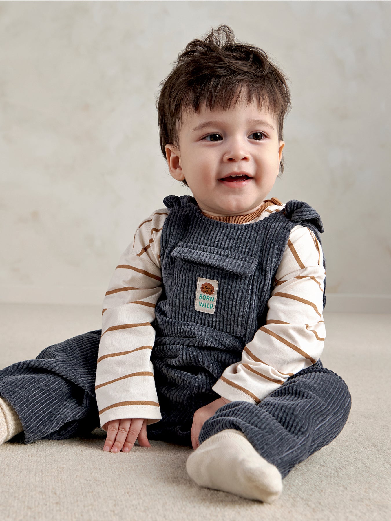 Baby Cord Dungaree Two Piece Set Green