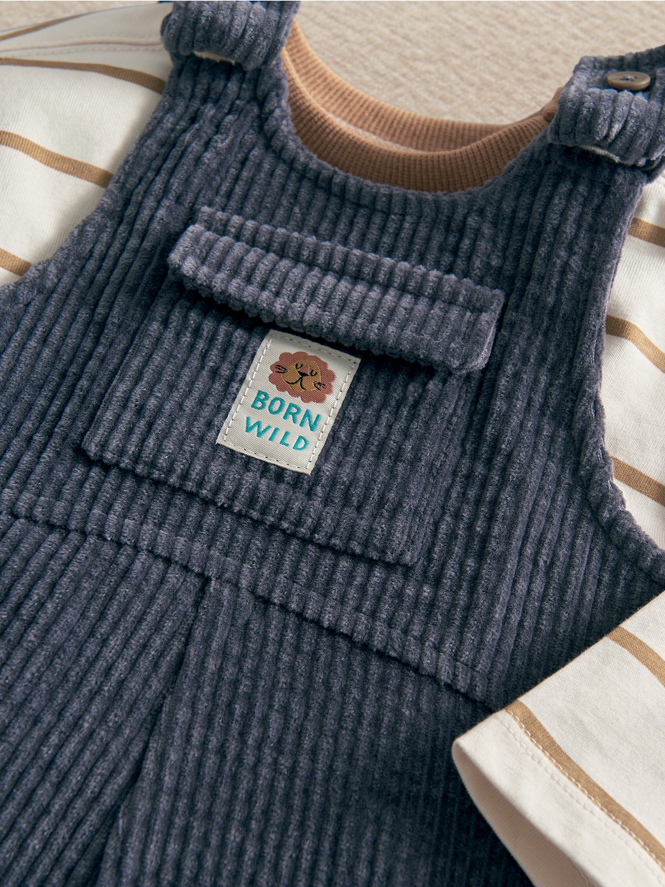 Baby Cord Dungaree Two Piece Set Green