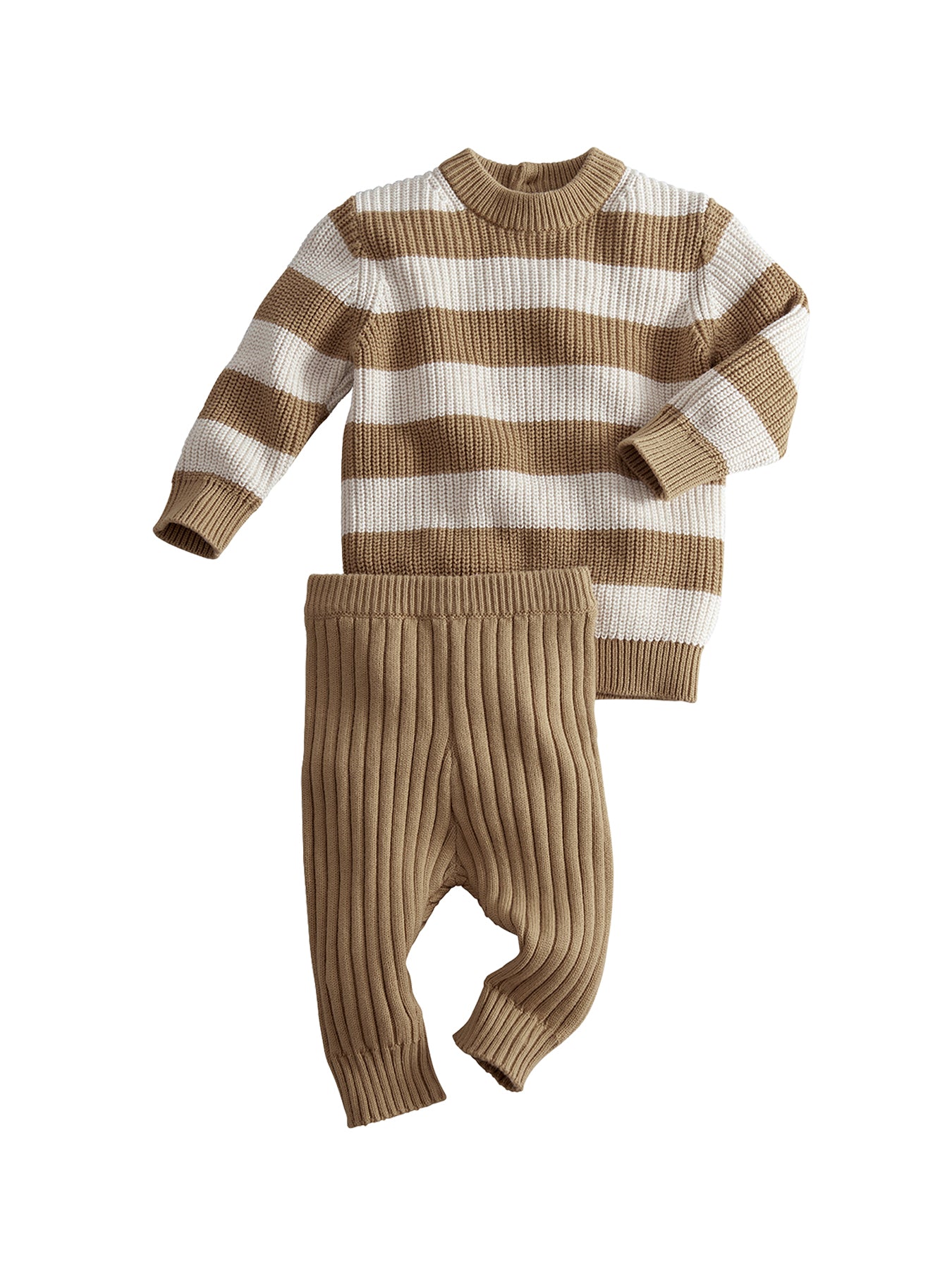Baby Stripe Jumper Set Brown