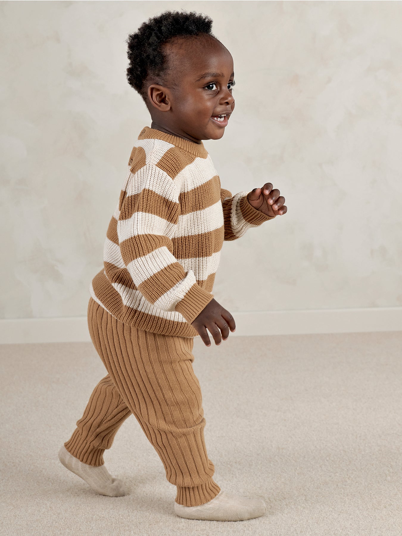 Baby Stripe Jumper Set Brown