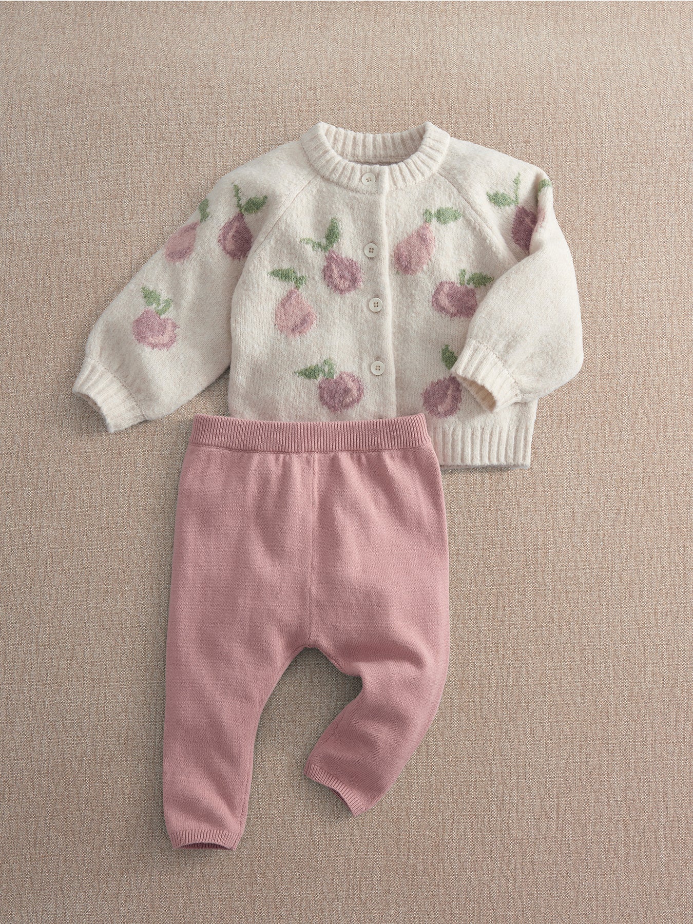 Baby Knitted Two Piece Set Pink