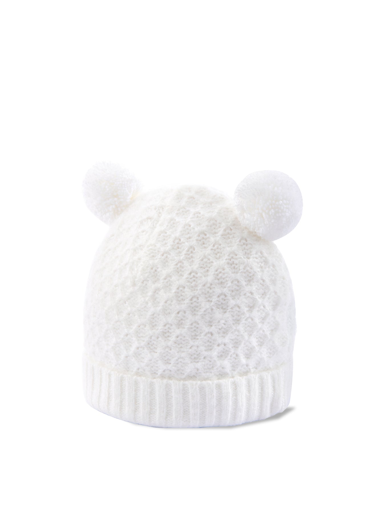 Baby Knitted Pom Pom Hat White