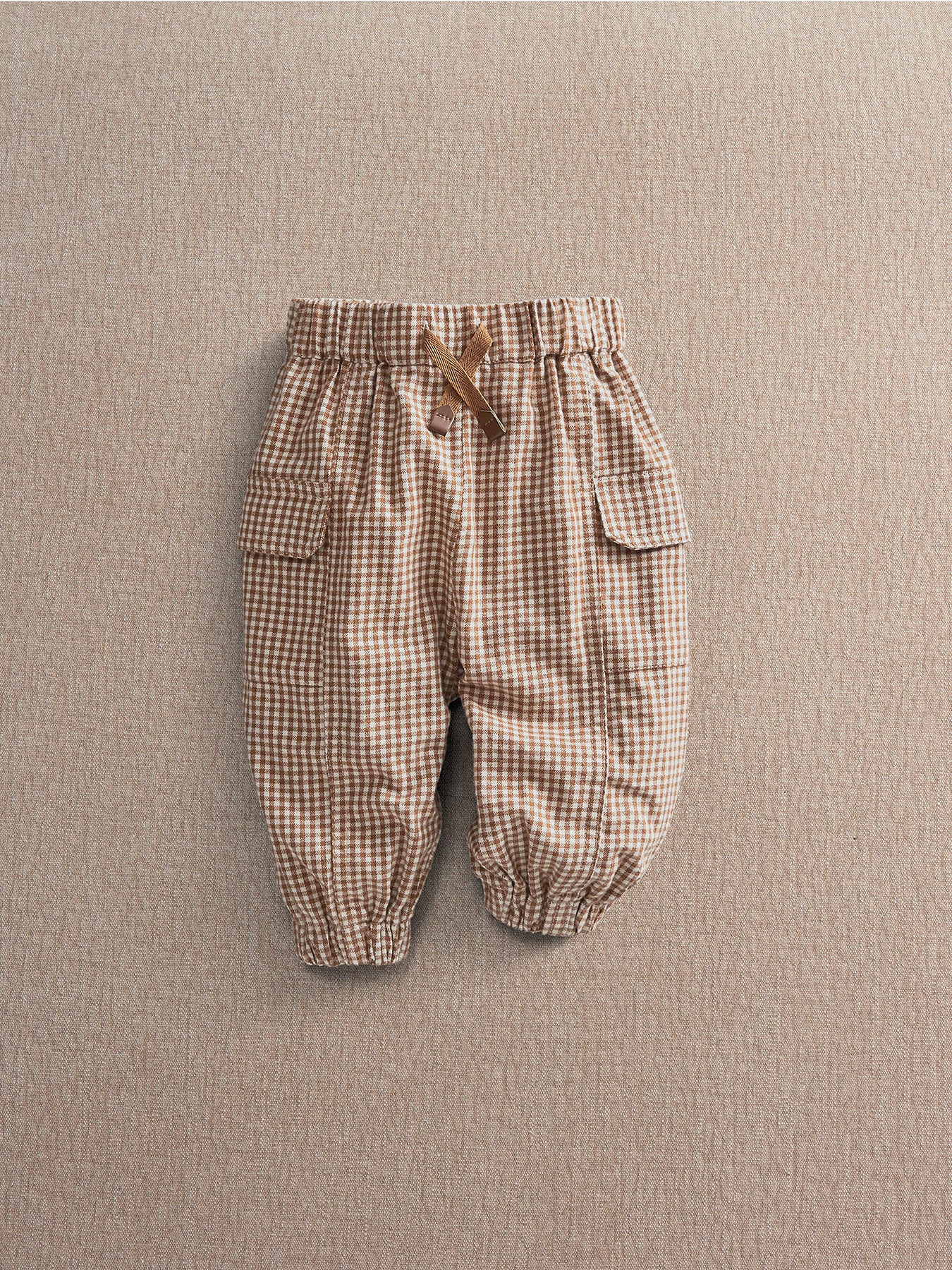 Baby Gingham Joggers Beige