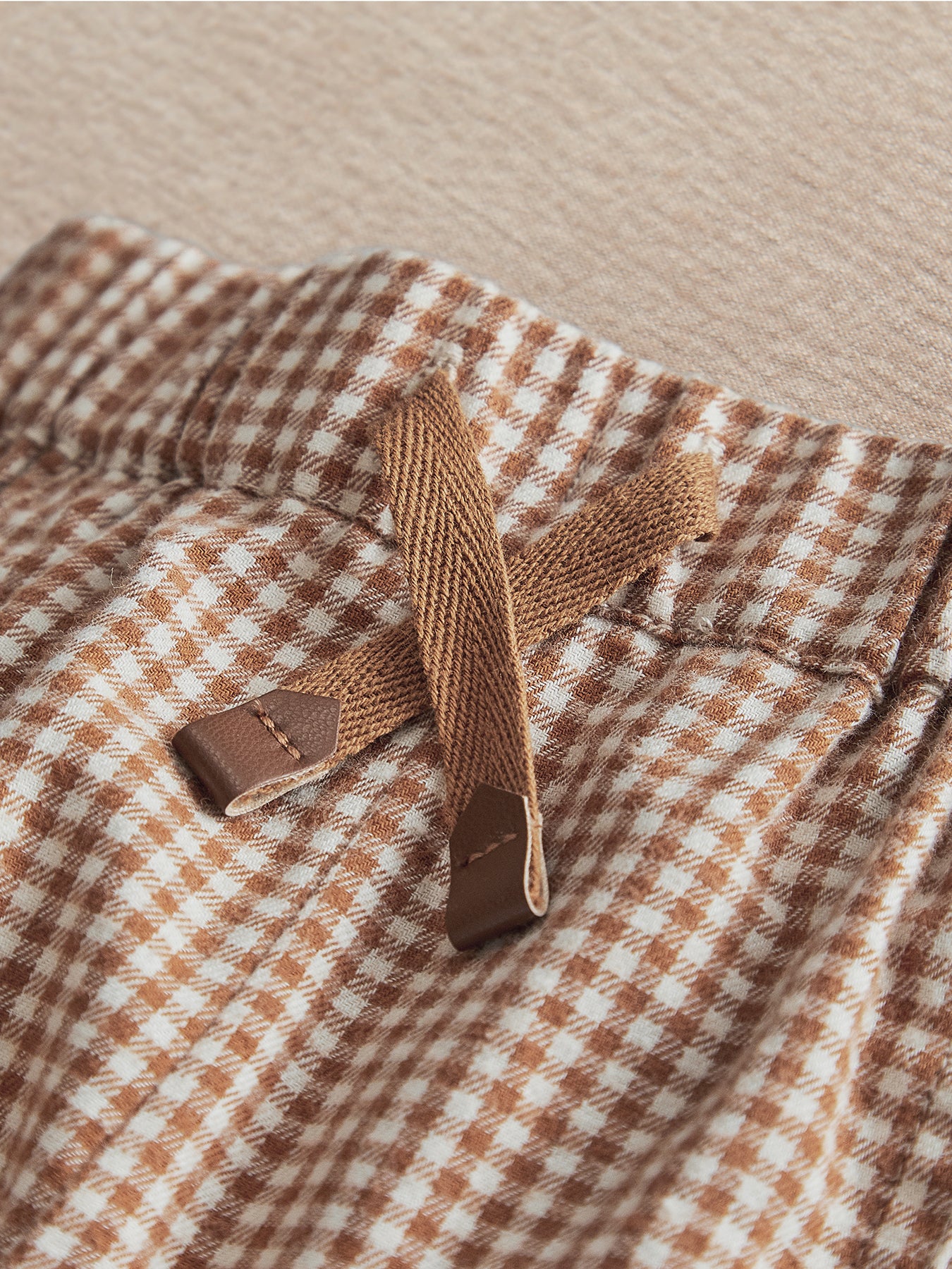 Baby Gingham Joggers Beige