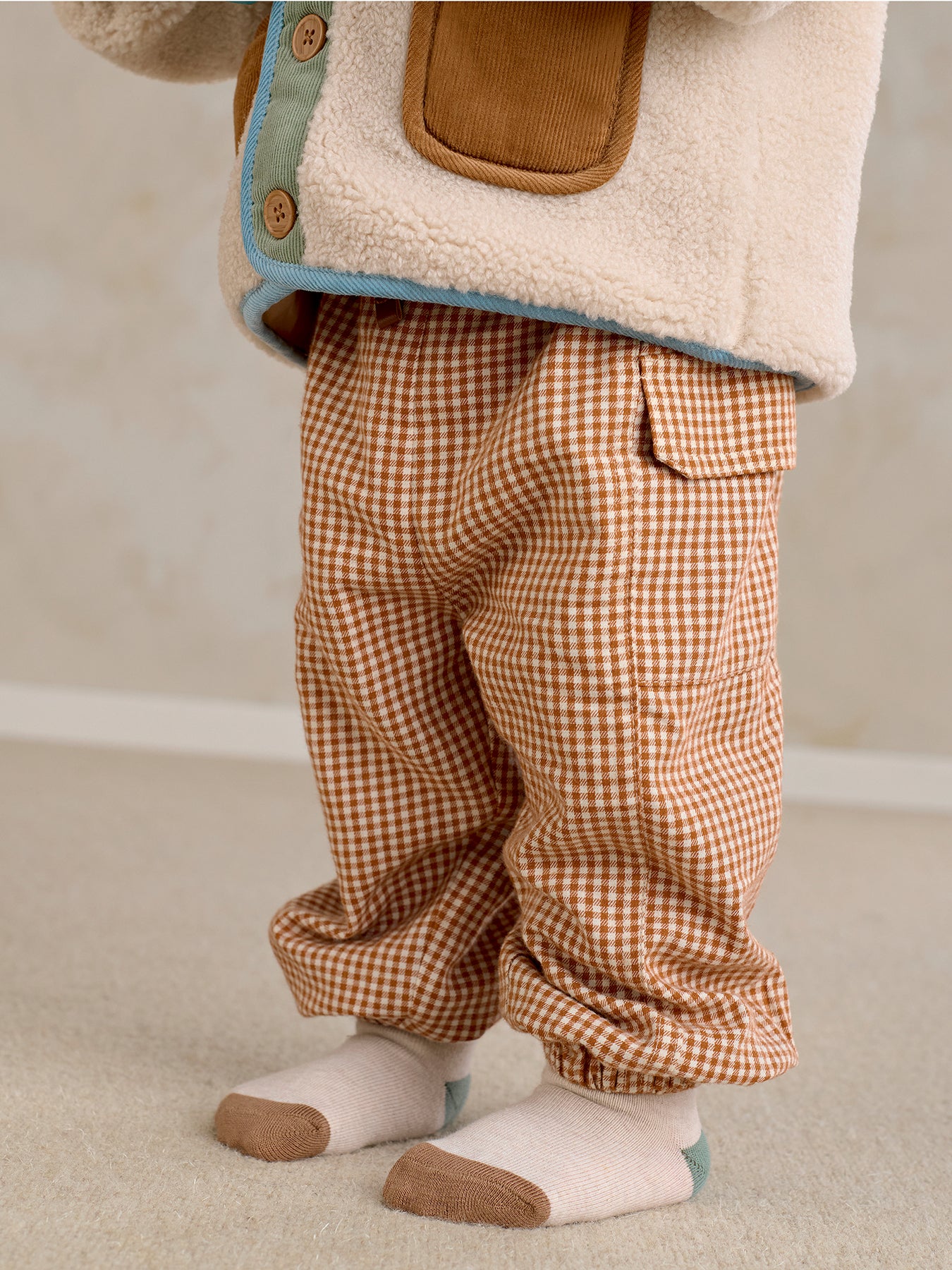 Baby Gingham Joggers Beige