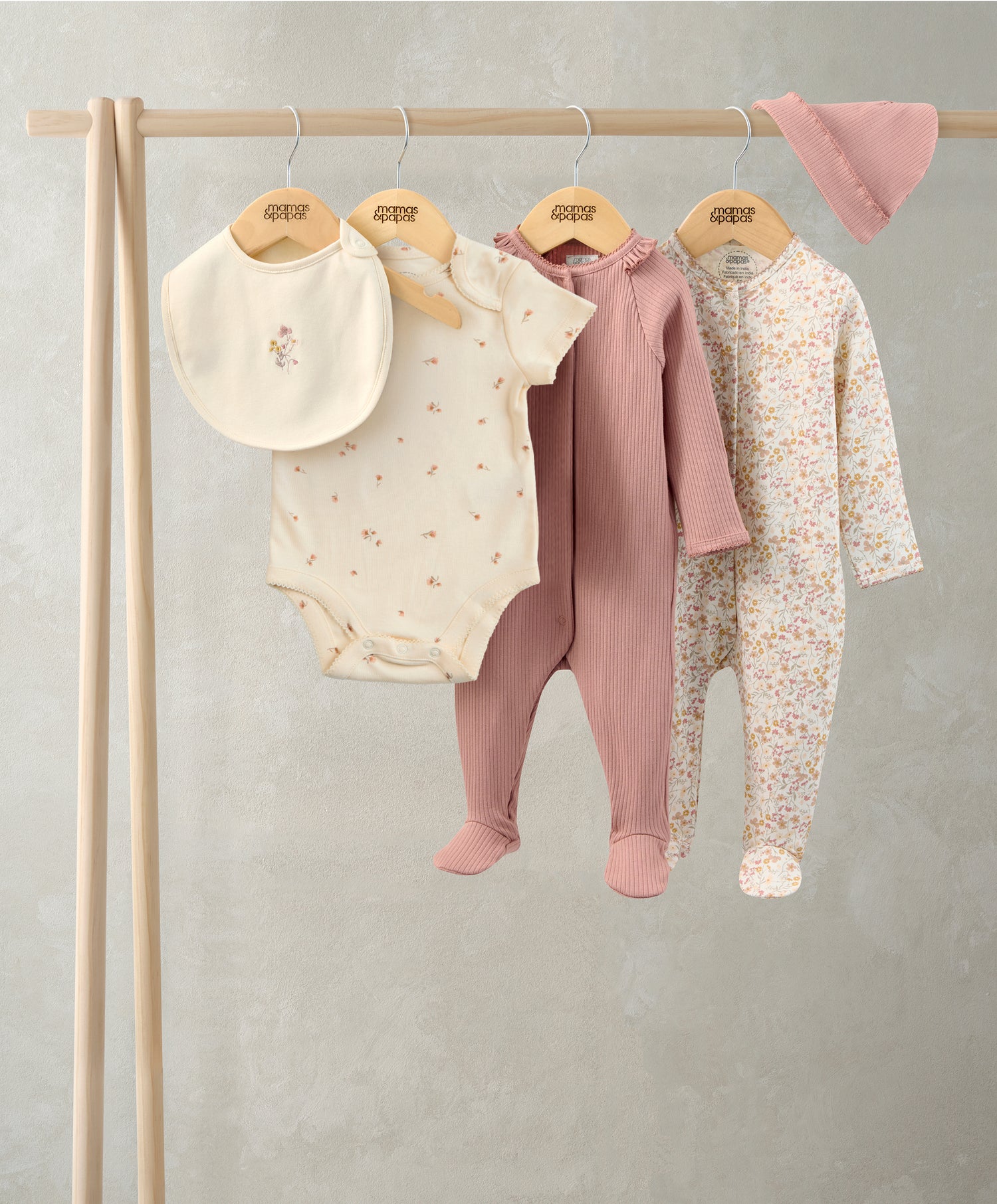 Baby Five Piece Floral Gift Set Pink