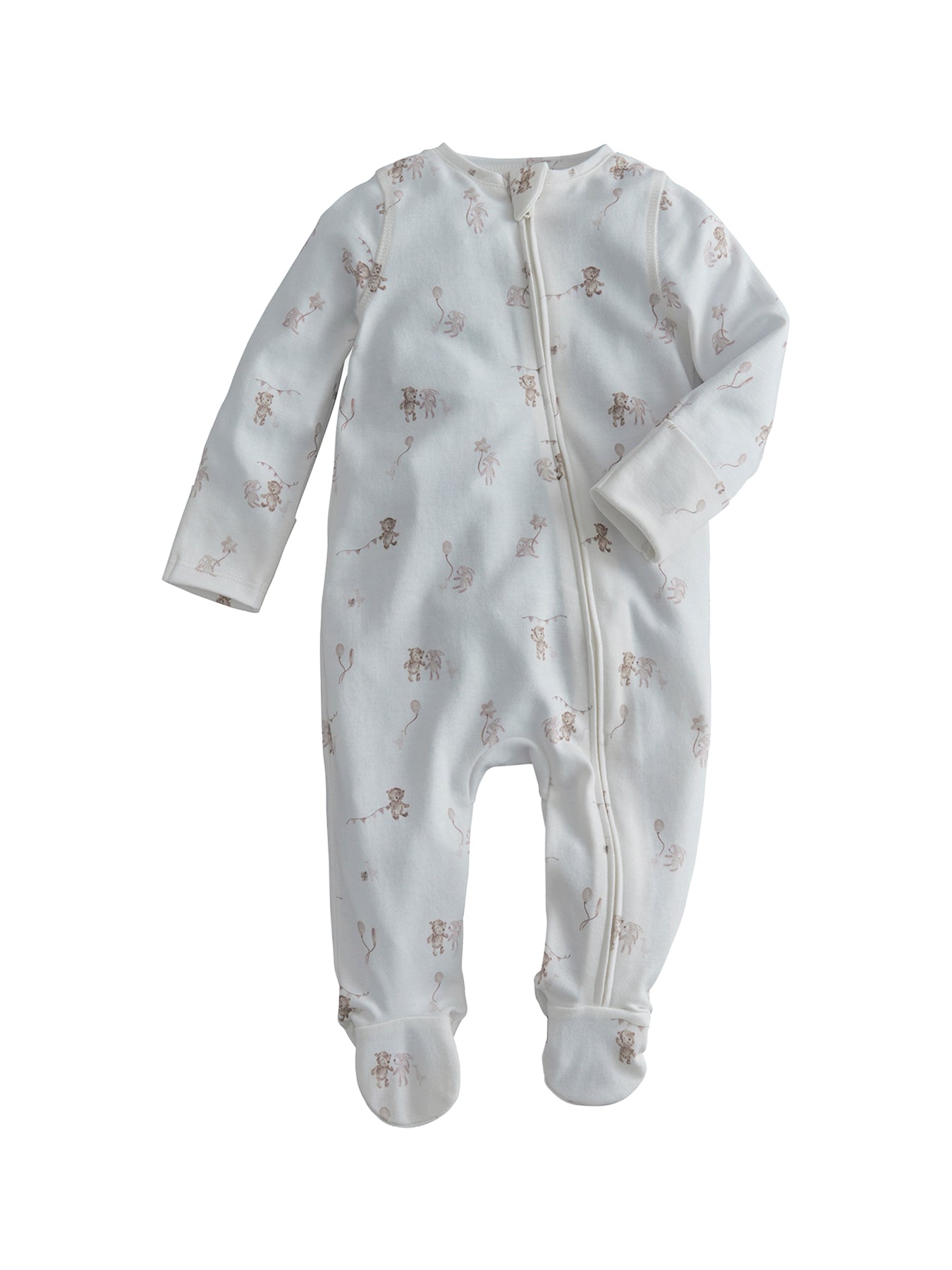 Baby Celebration Print Zip Sleepsuit White