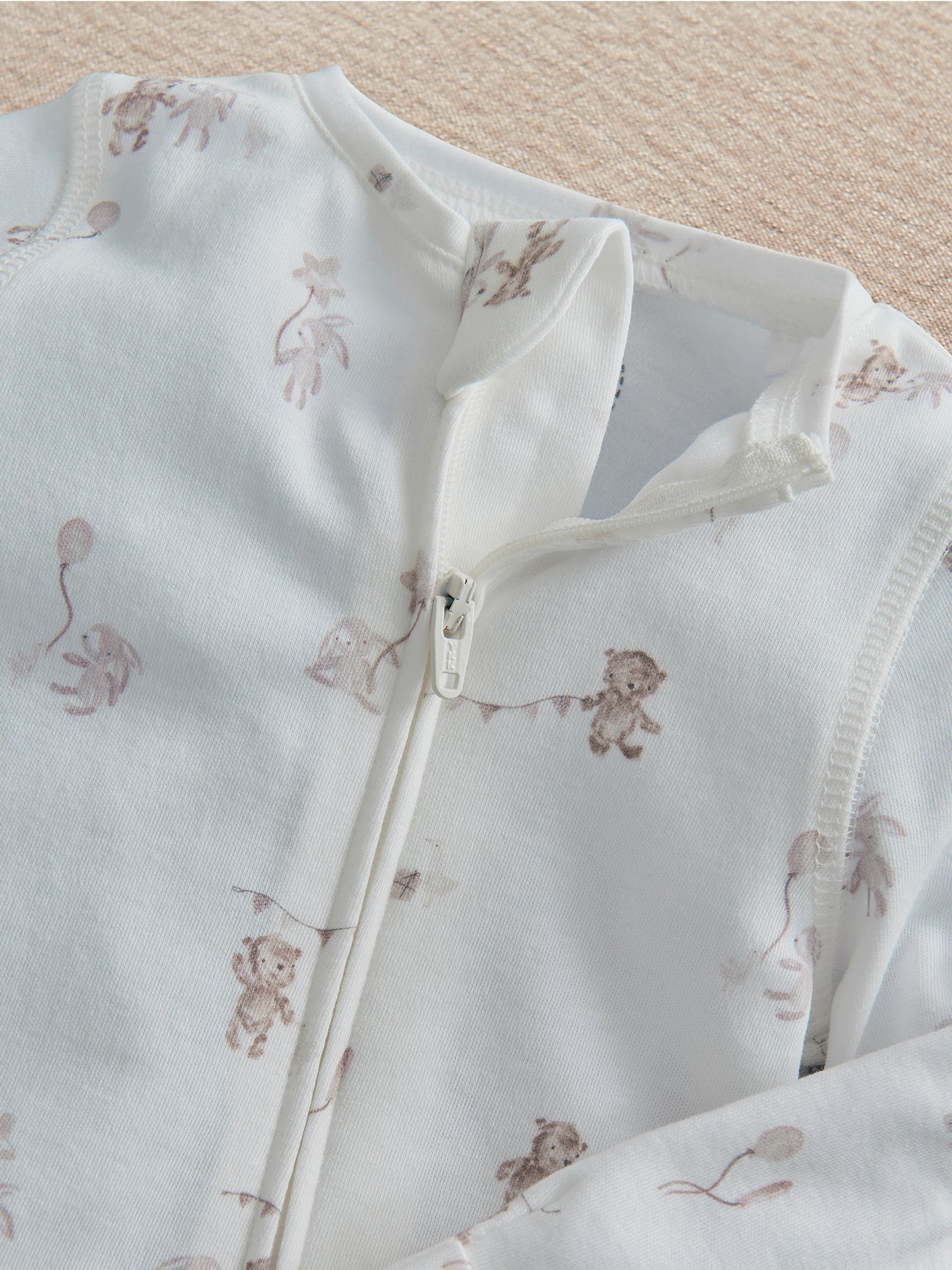 Baby Celebration Print Zip Sleepsuit White