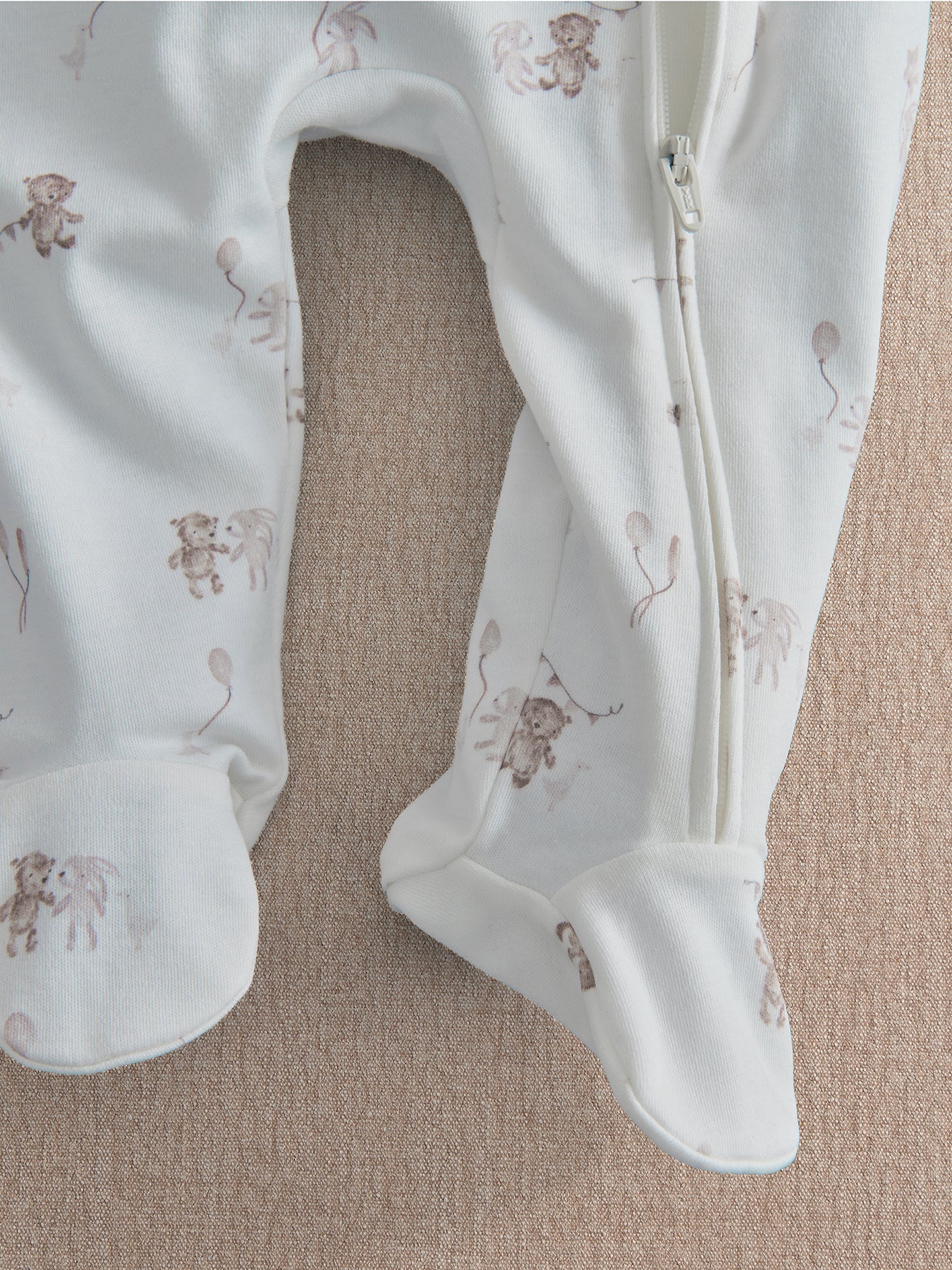 Baby Celebration Print Zip Sleepsuit White