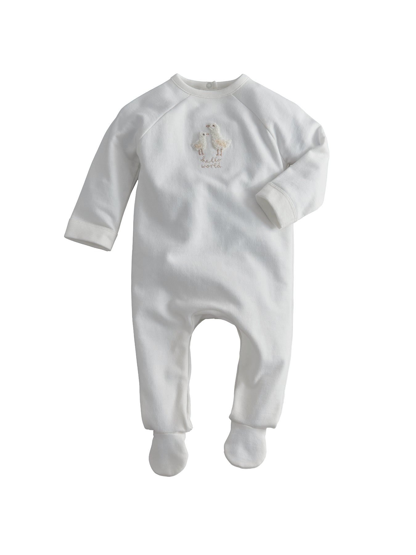 Baby Duck Hello World Sleepsuit White