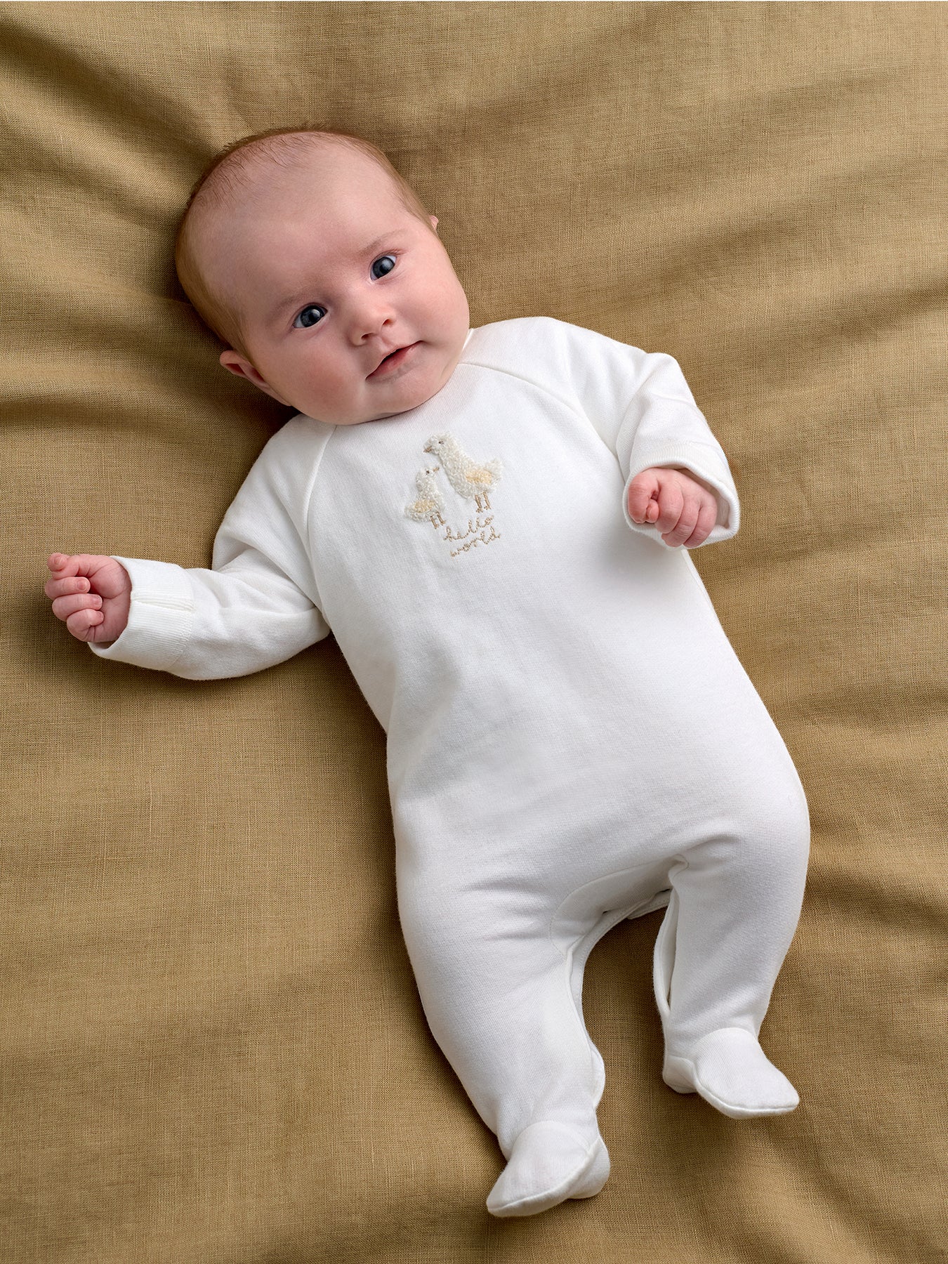 Baby Duck Hello World Sleepsuit White