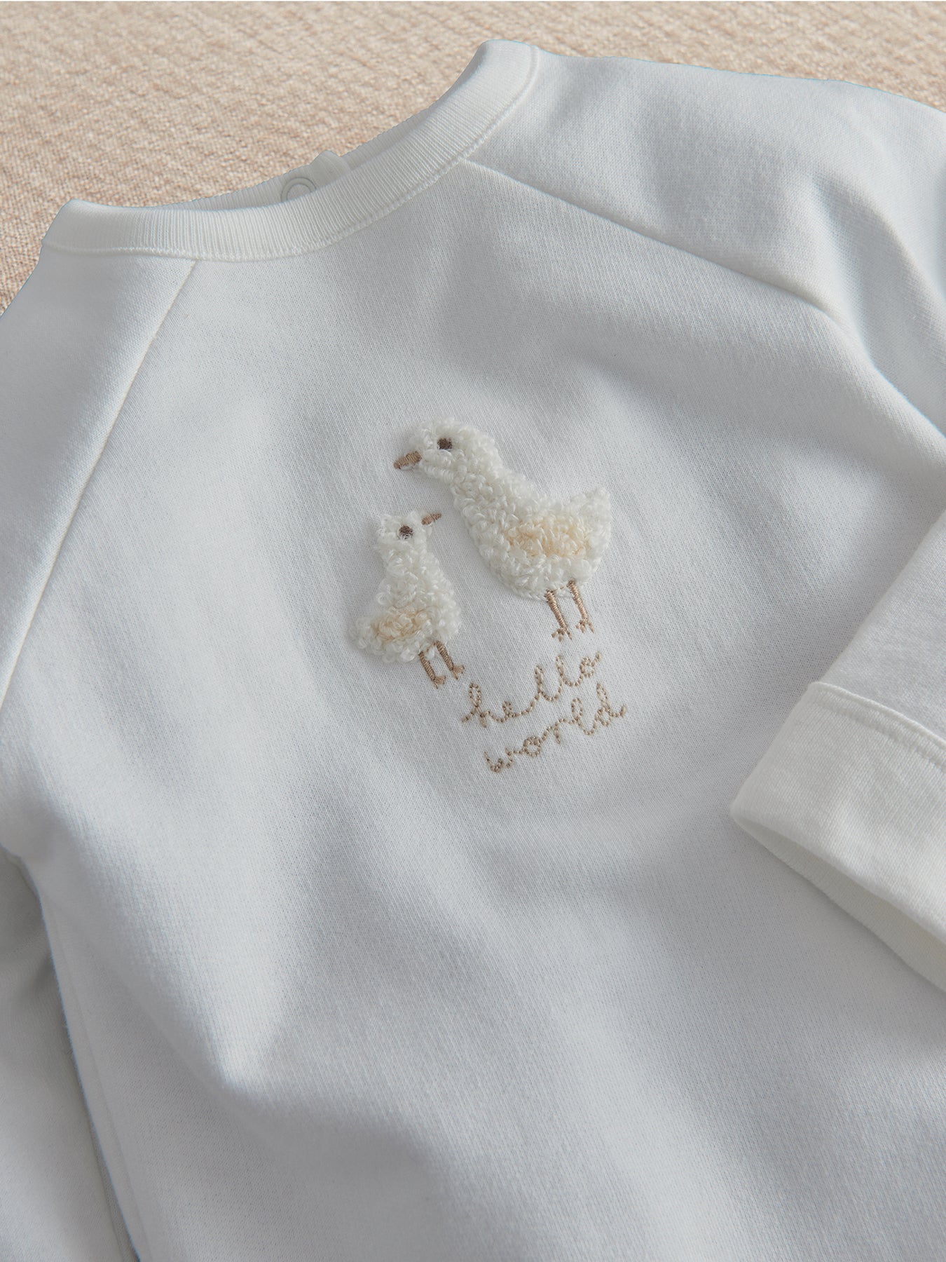 Baby Duck Hello World Sleepsuit White