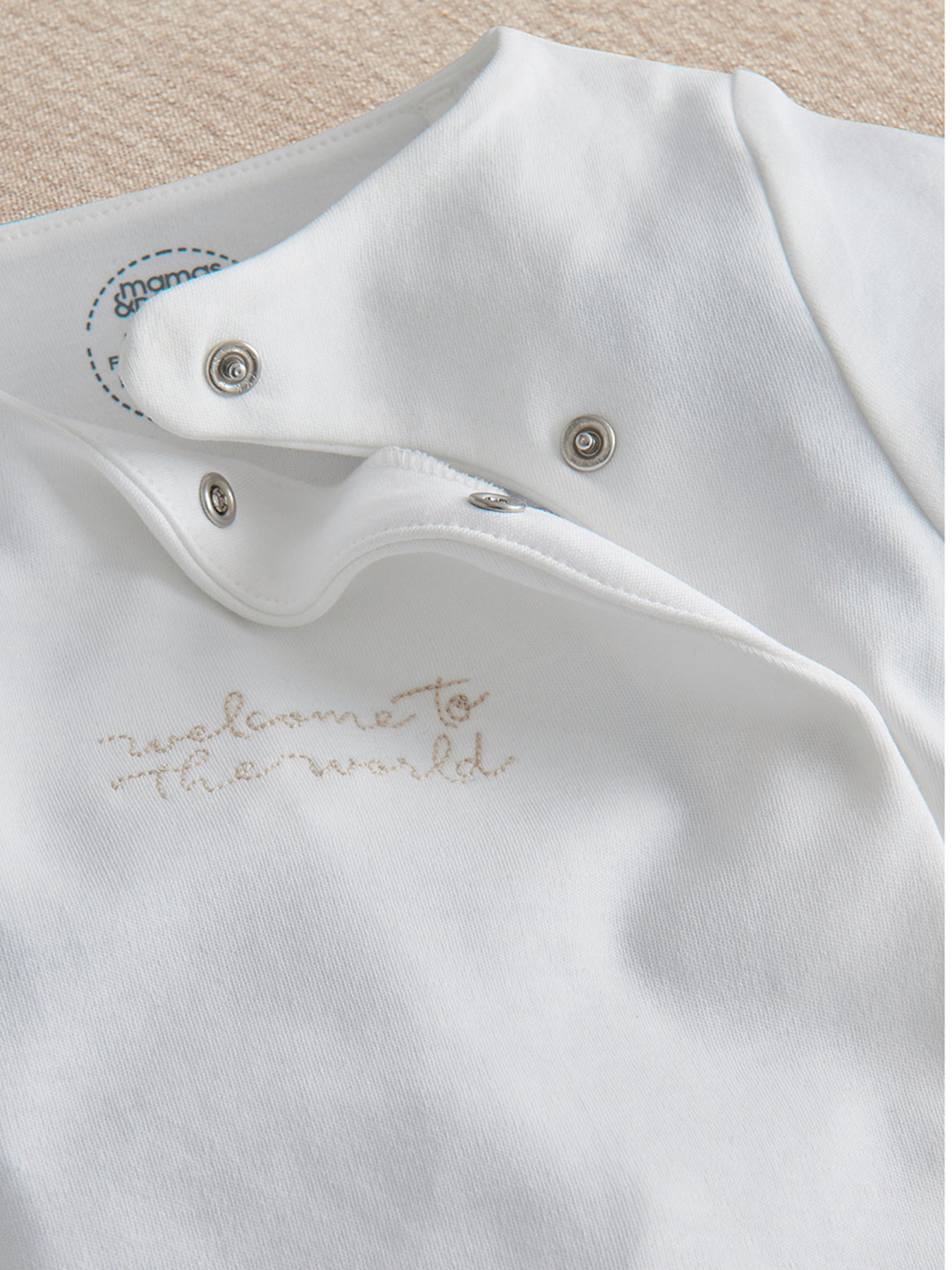 Baby Welcome to the World Sleepsuit White