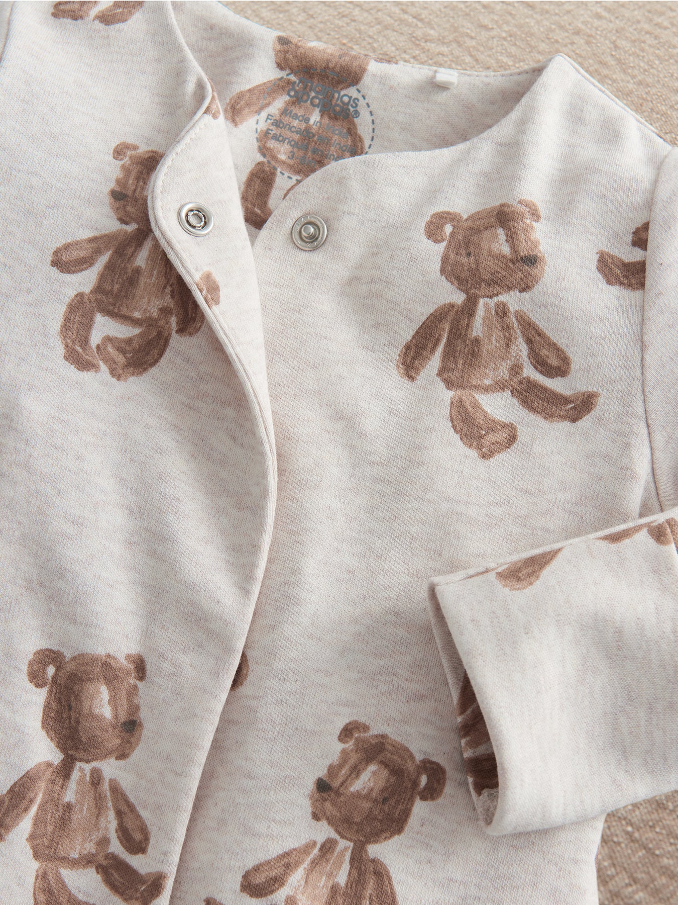 Baby Duck Print Rib Sleepsuit White