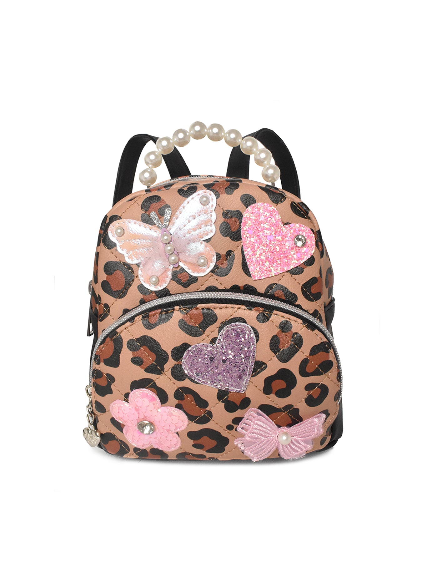 Kids' Leopard Pearl Top Handle Micro Mini Backpack Brown