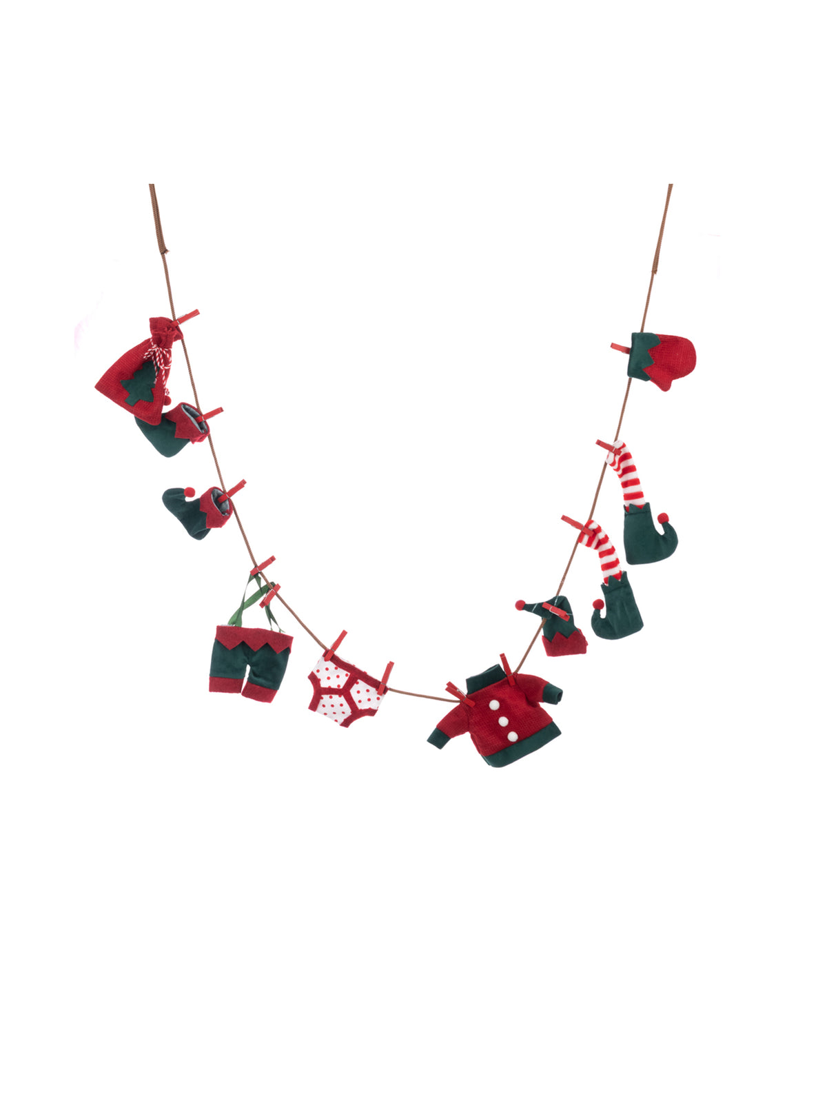 Elf Clothing Washing Line Garland 175cm - Multi