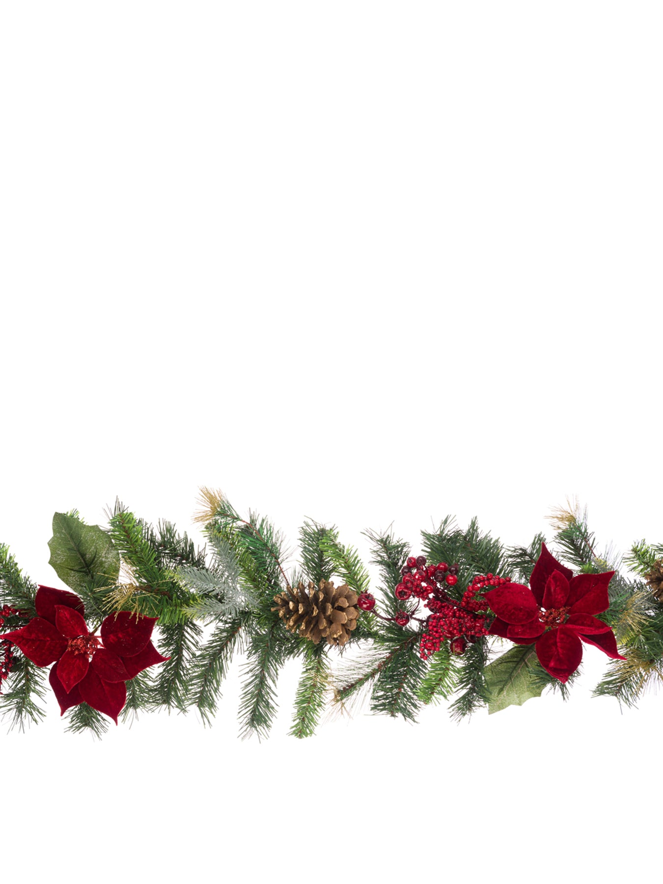 Poinsettia Berry Pine Garland 180cm
