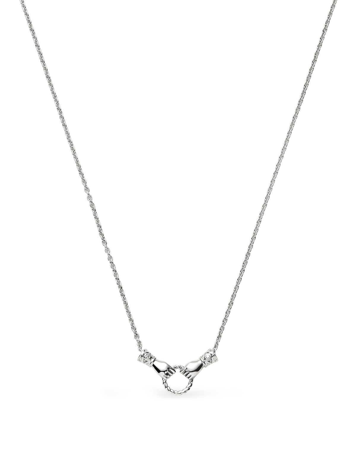 Harris Reed In Good Hands Mini Pendant Slider Necklace - Silver Plated