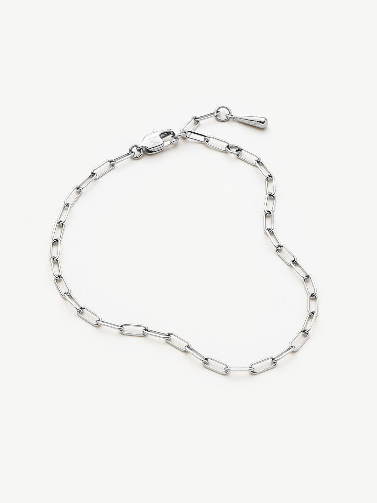 Platinum PVD-Plated Mini Paperclip Chain Bracelet