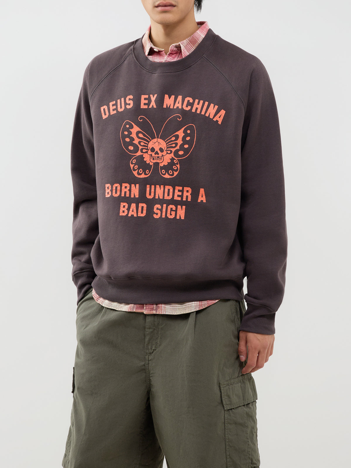 Recycled Cotton Blend Bad Sign Crew Neck Sweatshirt - Anthracite Grey