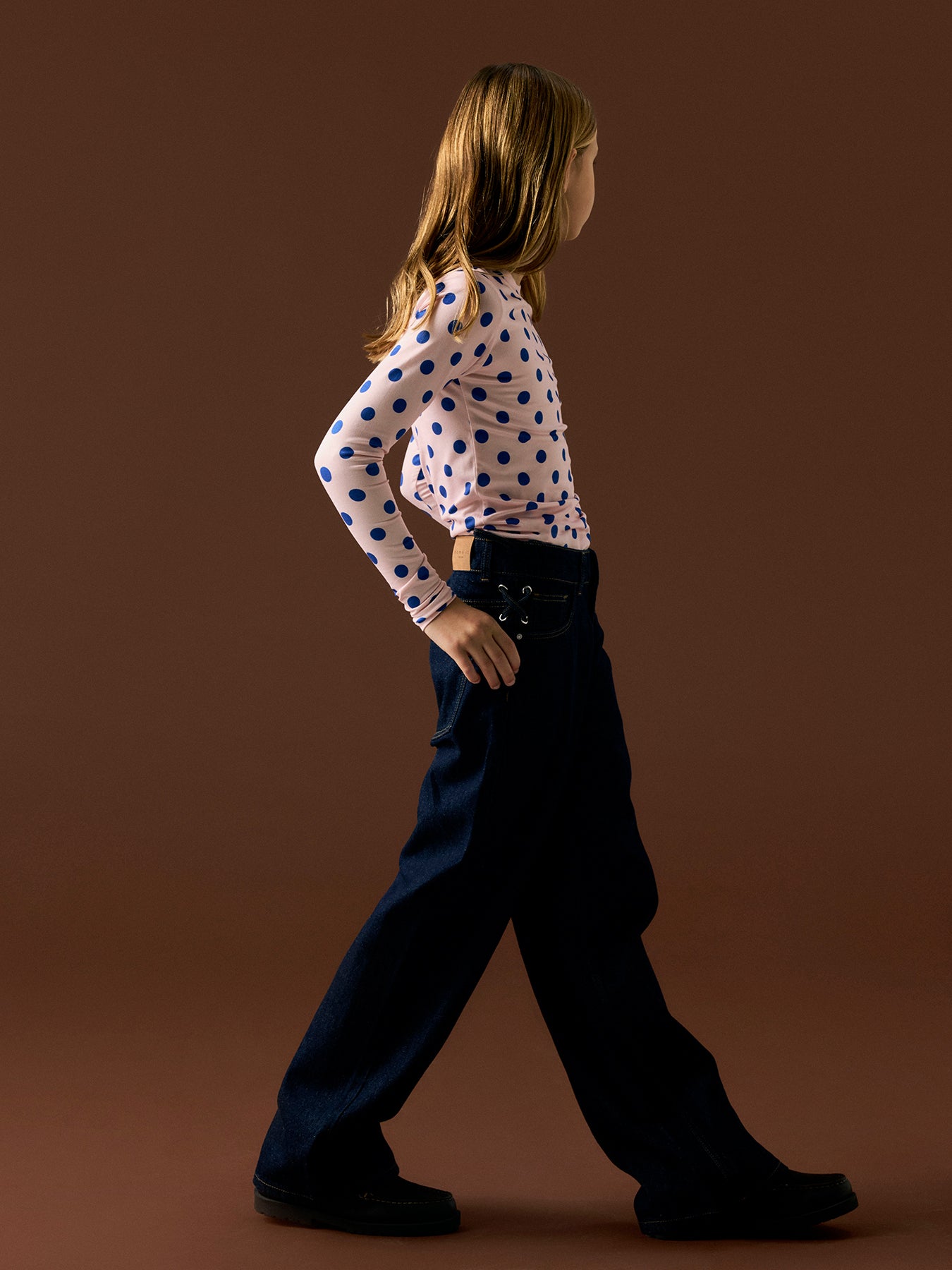 Rose Wide-Leg Cotton Jeans Navy