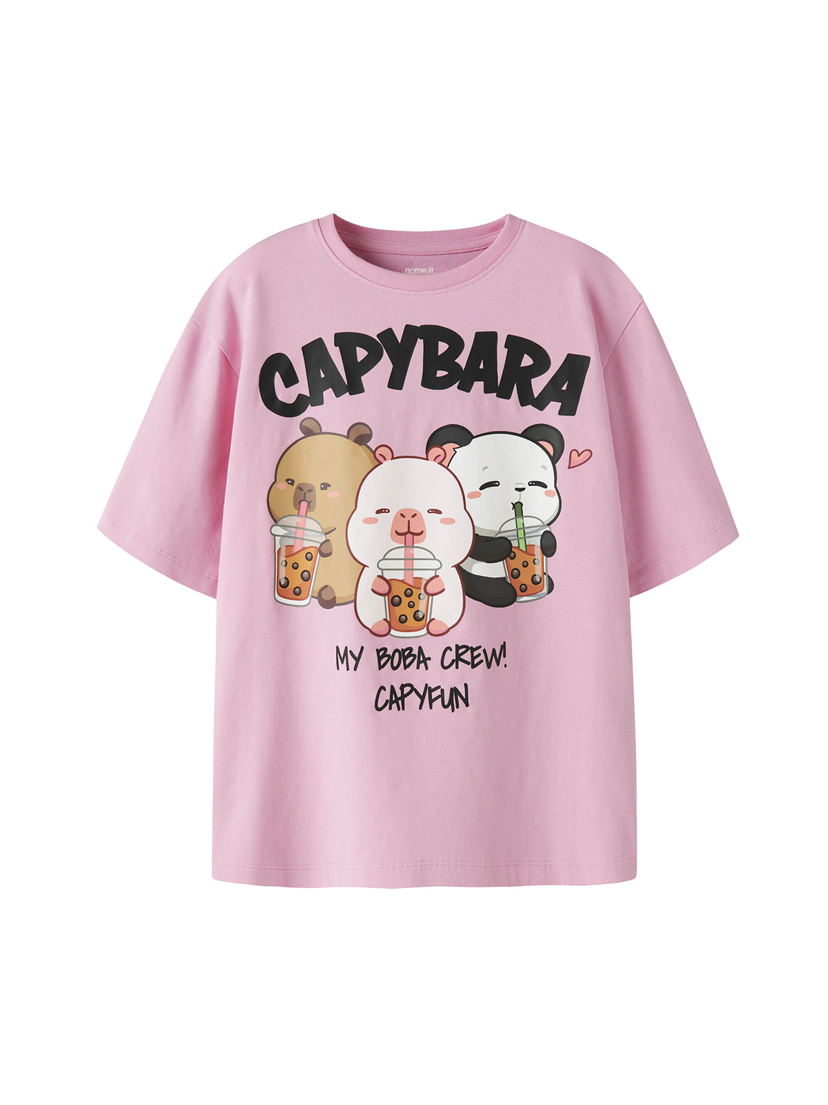 Cotton Capybara Short-Sleeved T-Shirt - Begonia Pink