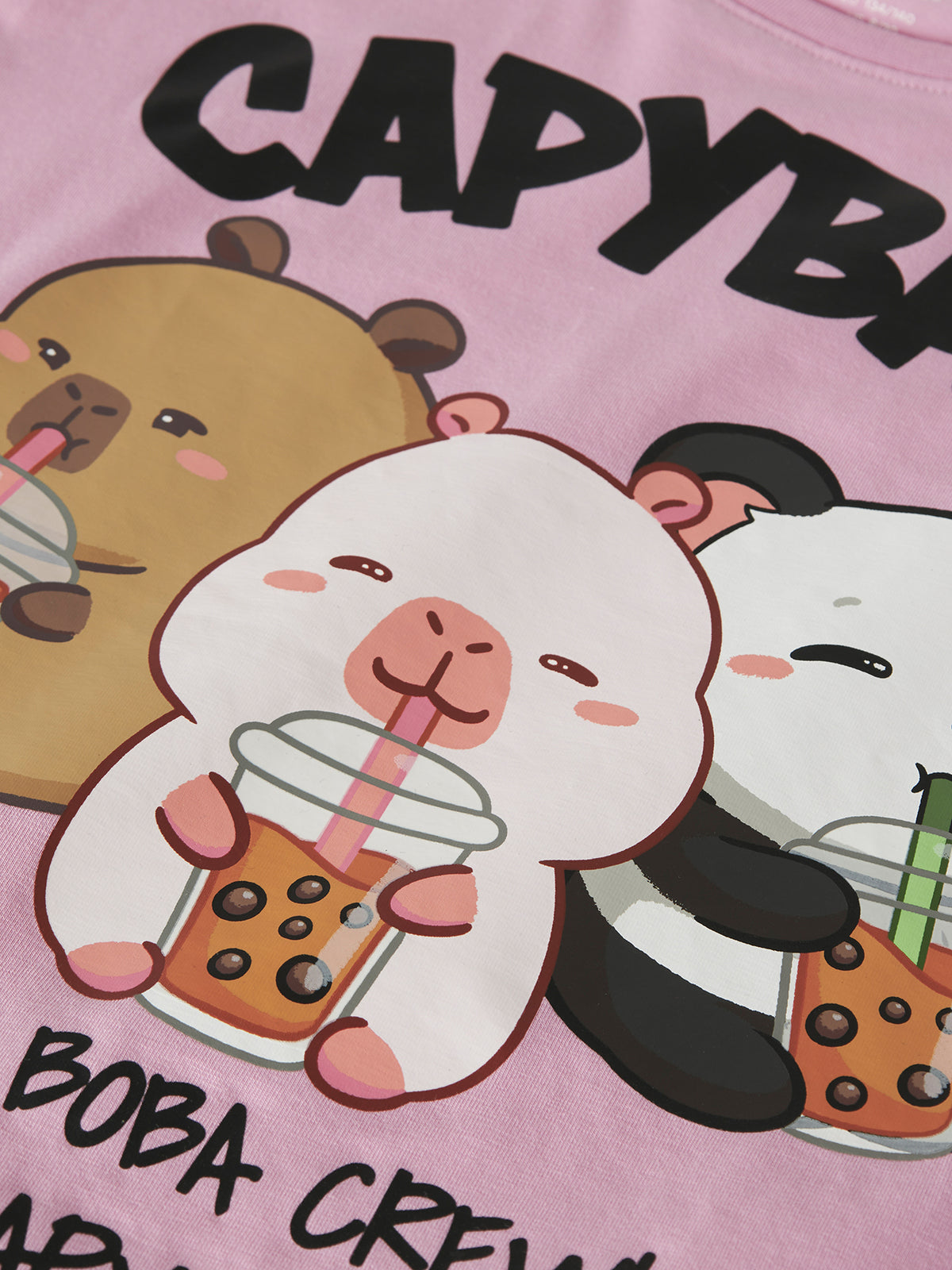 Cotton Capybara Short-Sleeved T-Shirt - Begonia Pink