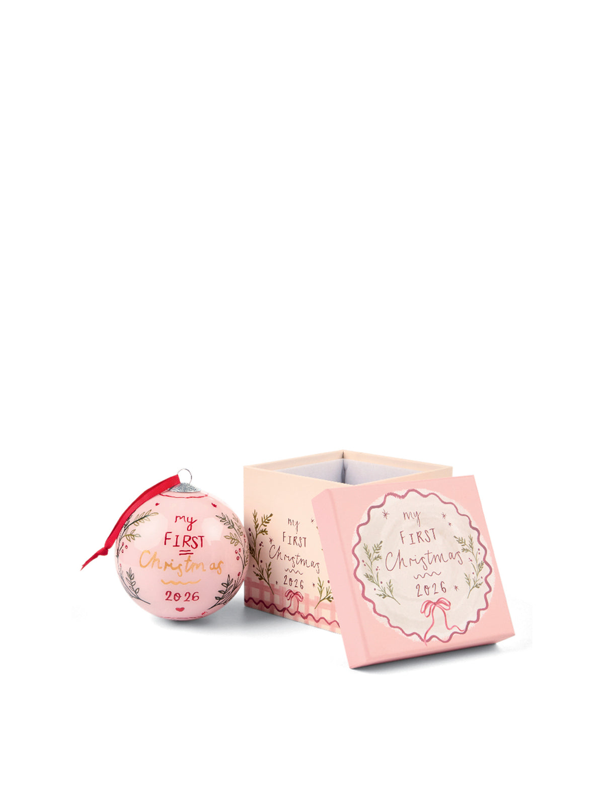 Glass Christmas Bauble 2026 – Pink