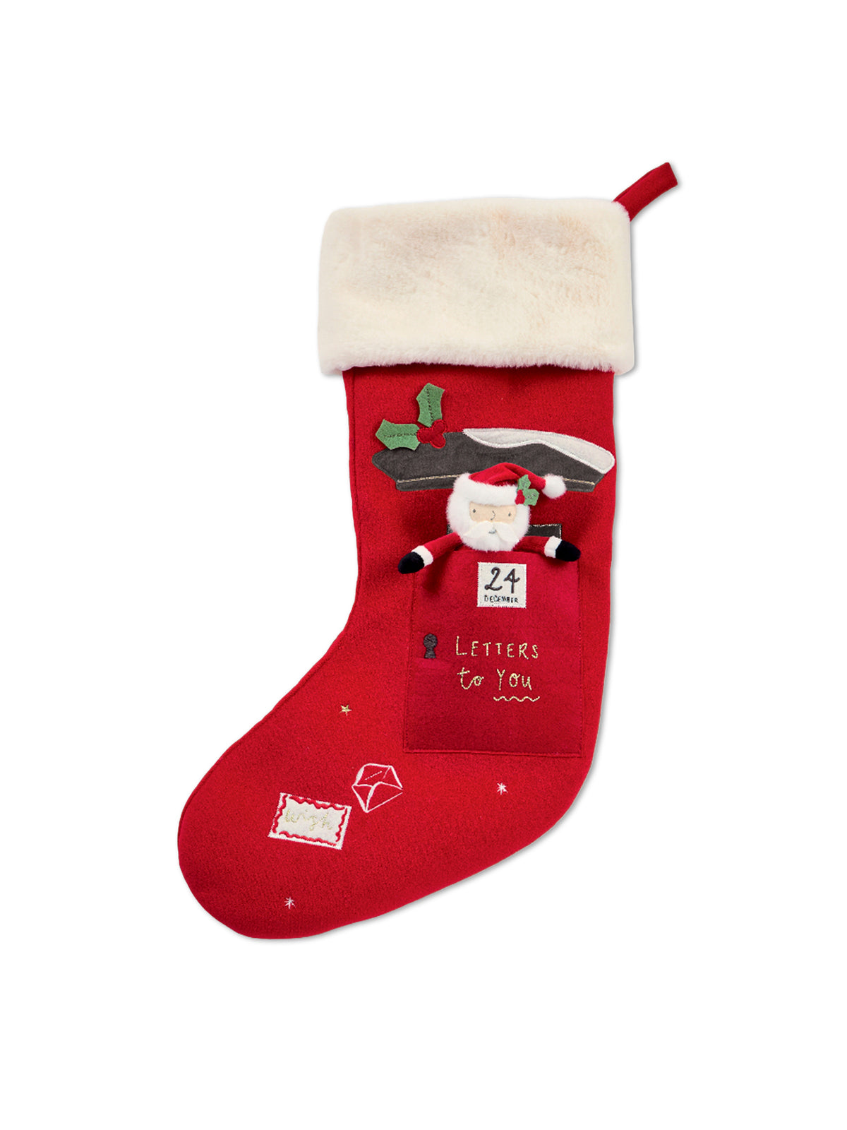 Large Santa Christmas Stocking - Red