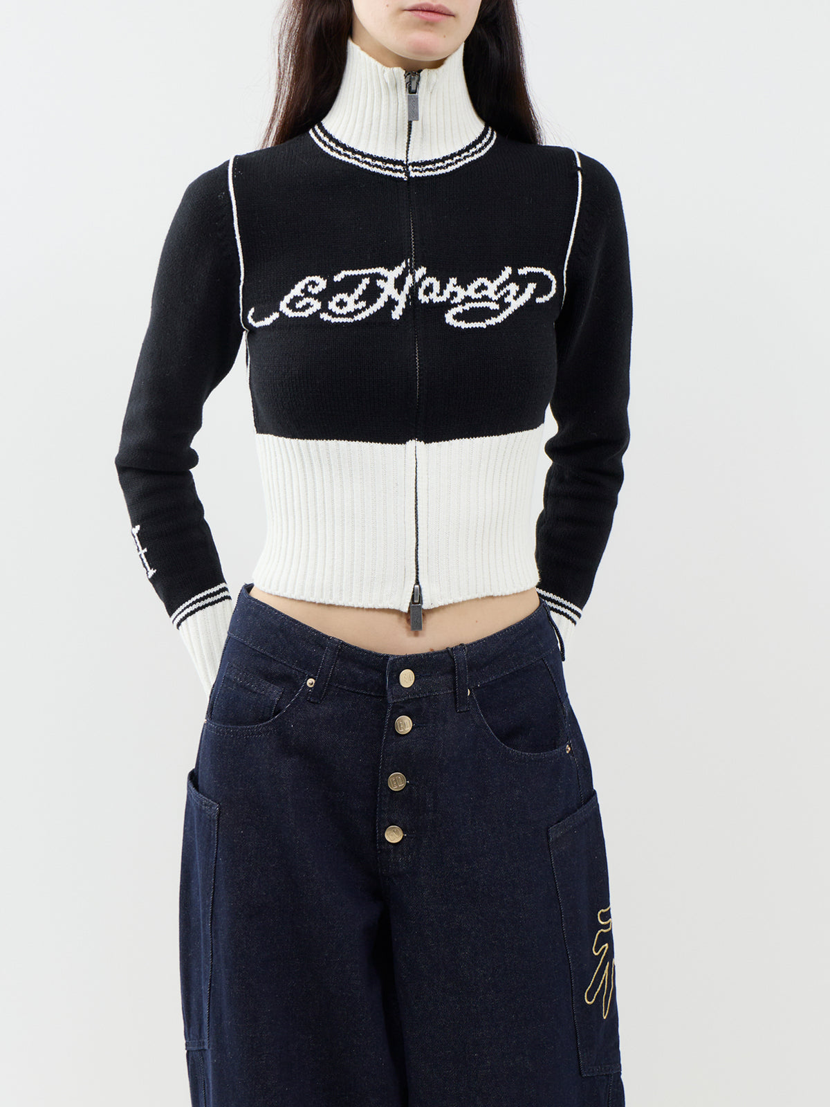 Skull and Serpent Knitted Zip Through Jacket