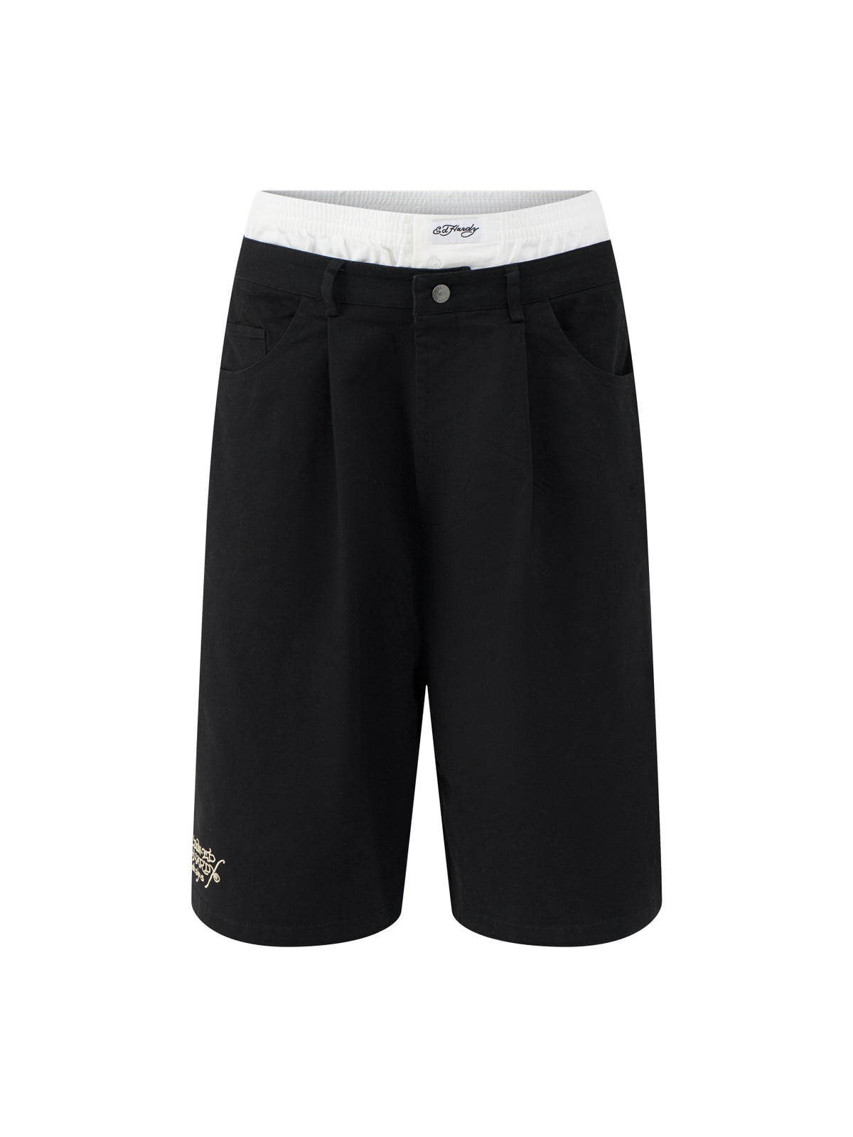 Double Waistband Python  Cotton Chino Shorts