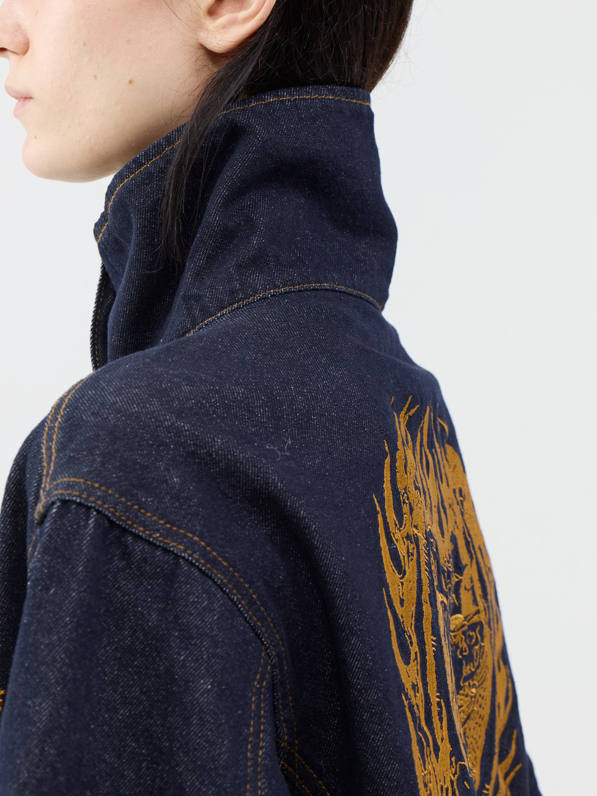 Flaming Chariot Cotton Denim Jacket