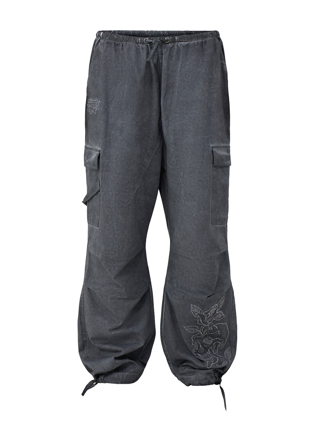 Tattoo Embroidered Cotton Cargo Trousers