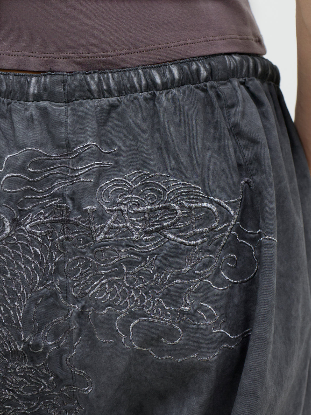Tattoo Embroidered Cotton Cargo Trousers