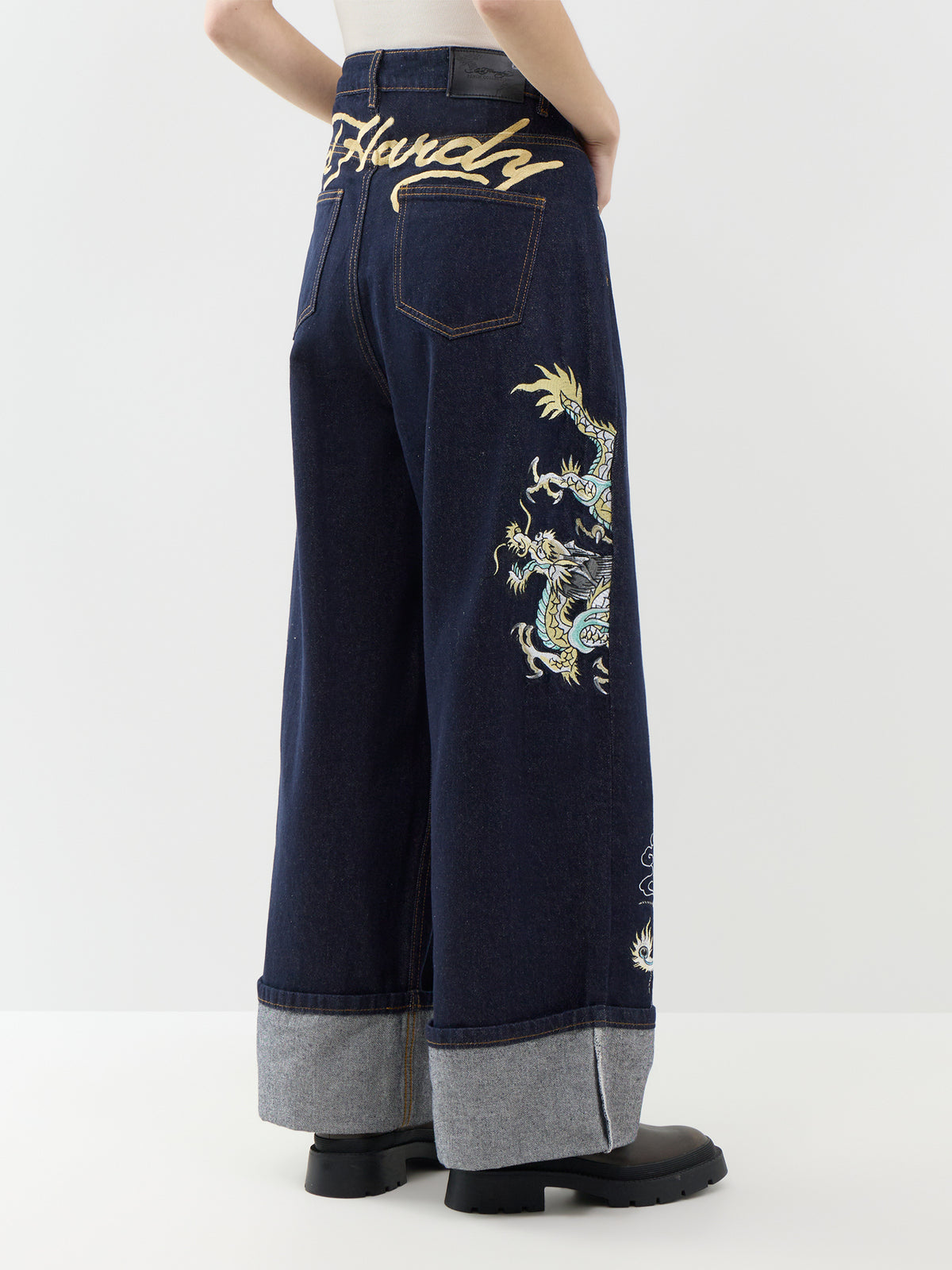 Dancing Dragon  Cotton Wide Leg Jeans