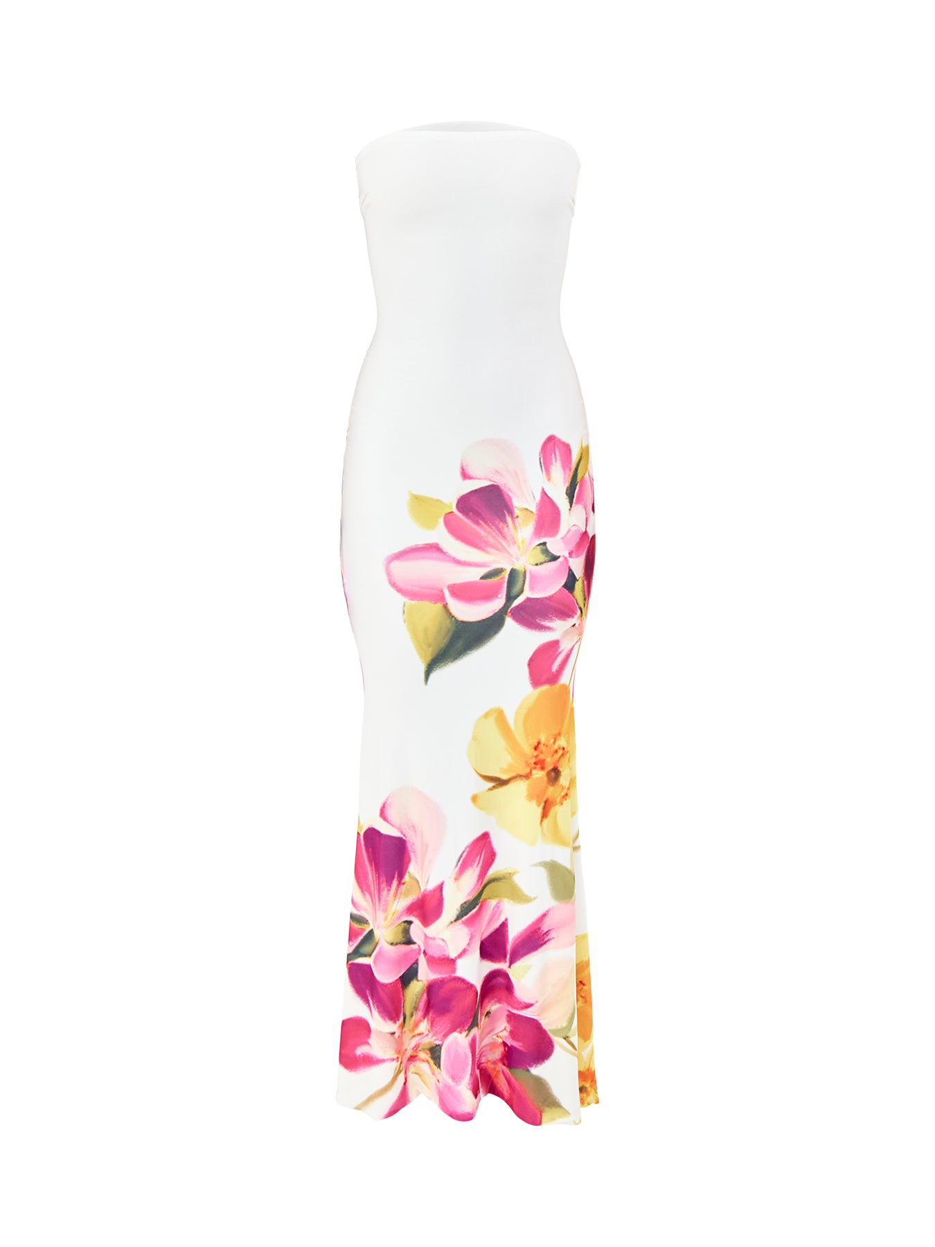 Brooke Floral Bandeau Maxi Dress White