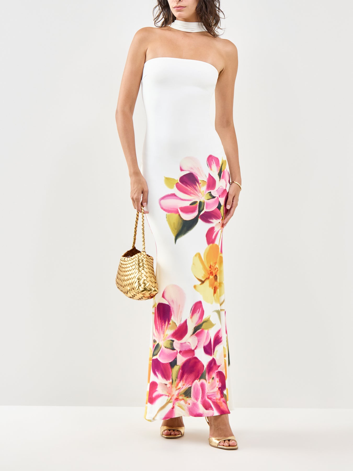 Brooke Floral Bandeau Maxi Dress White