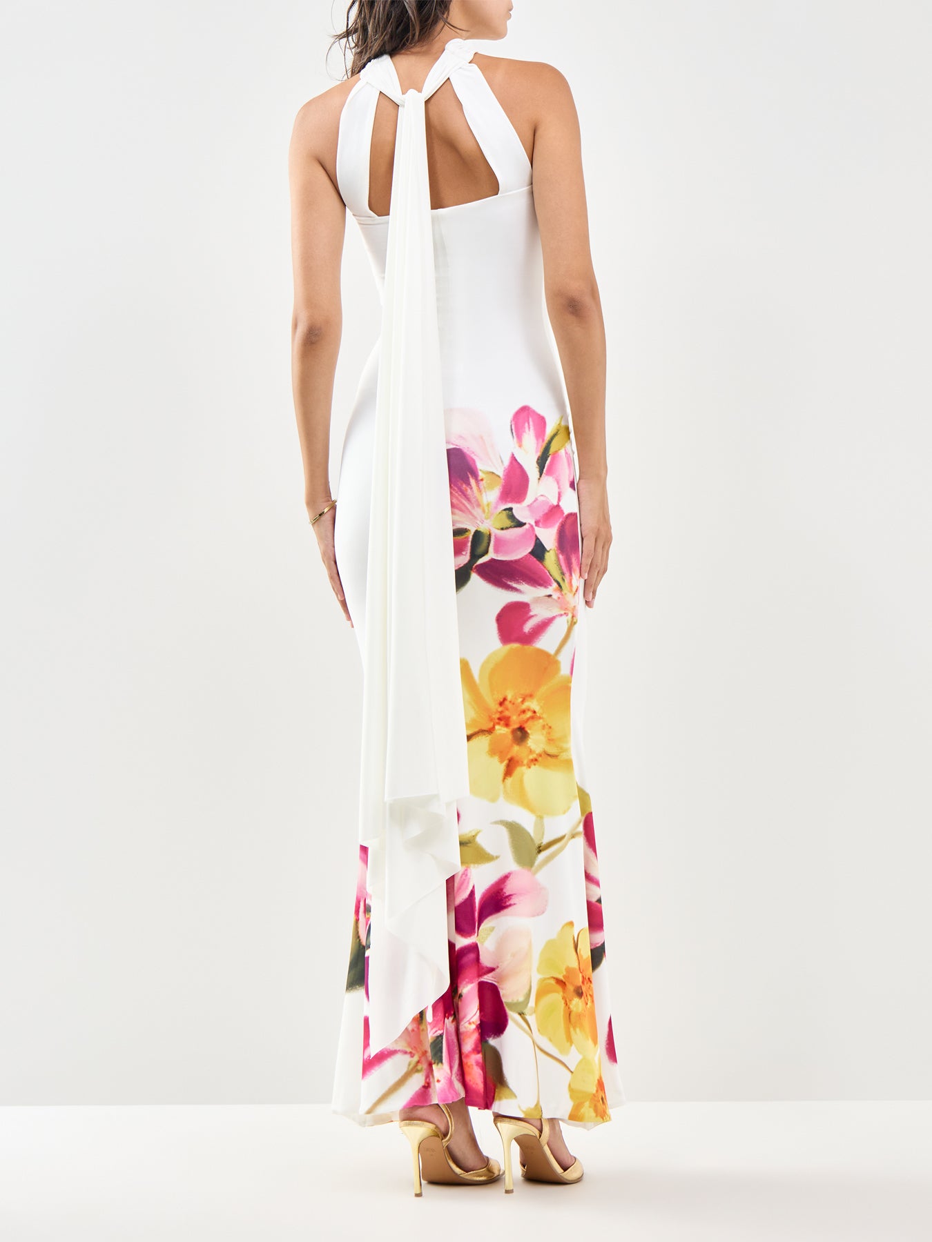 Brooke Floral Bandeau Maxi Dress White