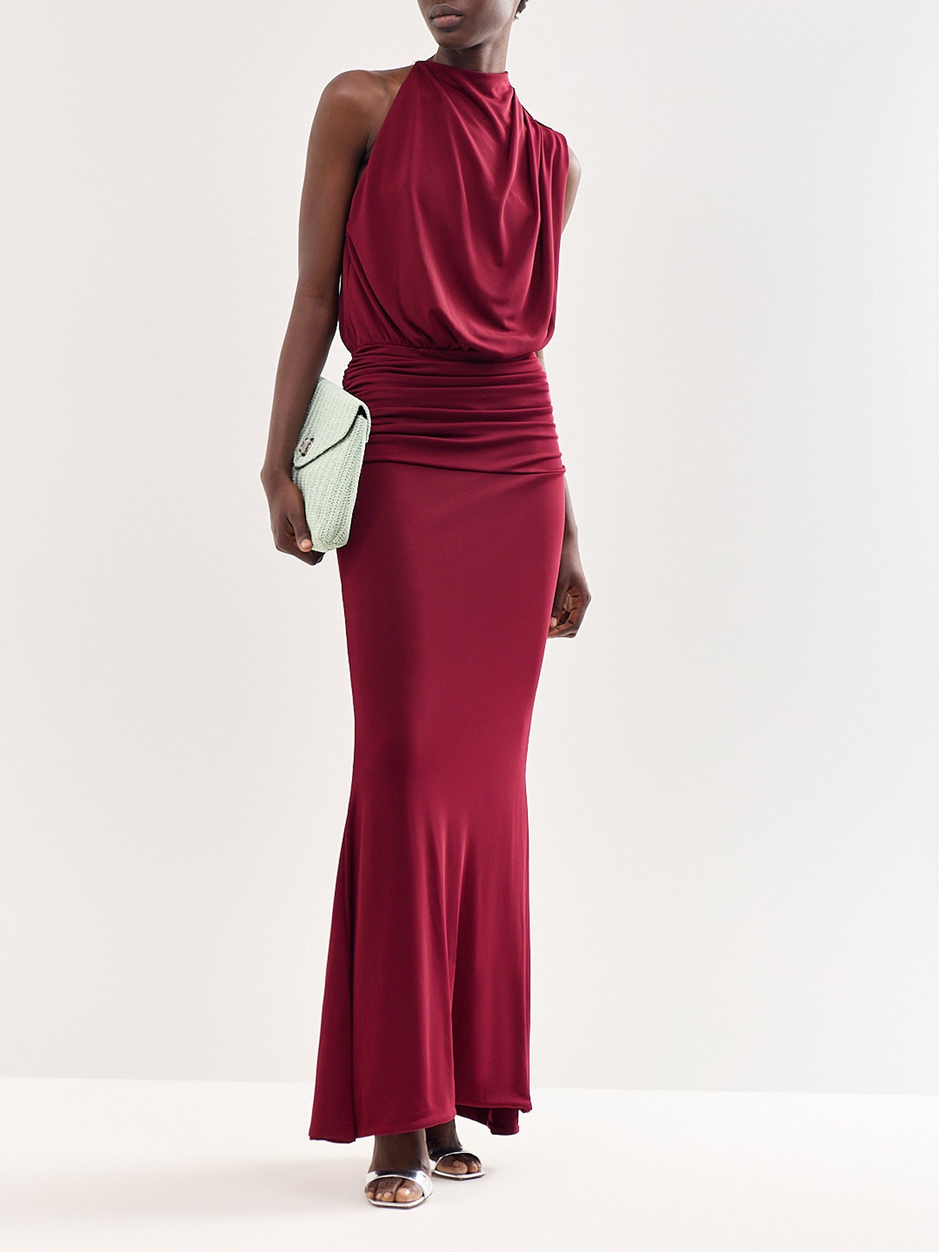 Umaira High Neck Maxi Dress Burgundy