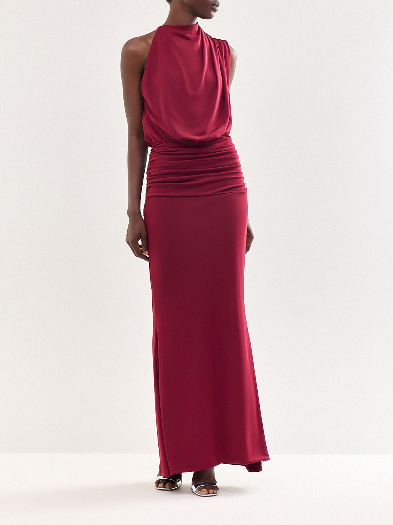 Umaira High Neck Maxi Dress Burgundy