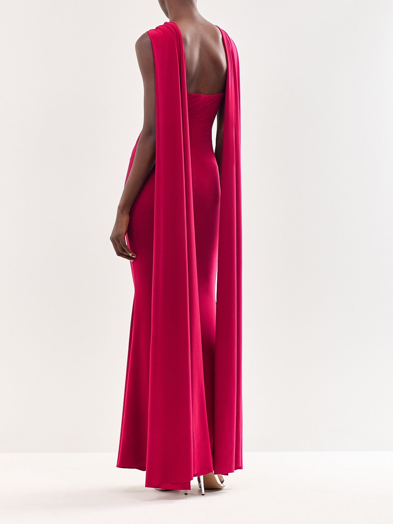 Rhoda Twist Halterneck Cape Maxi Dress Burgundy