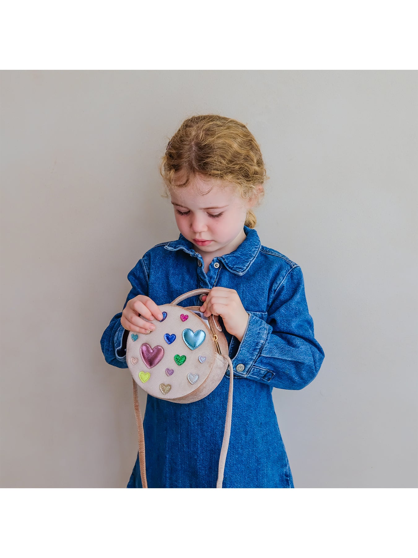 Kids Scatter Heart Velvet Bag Multi