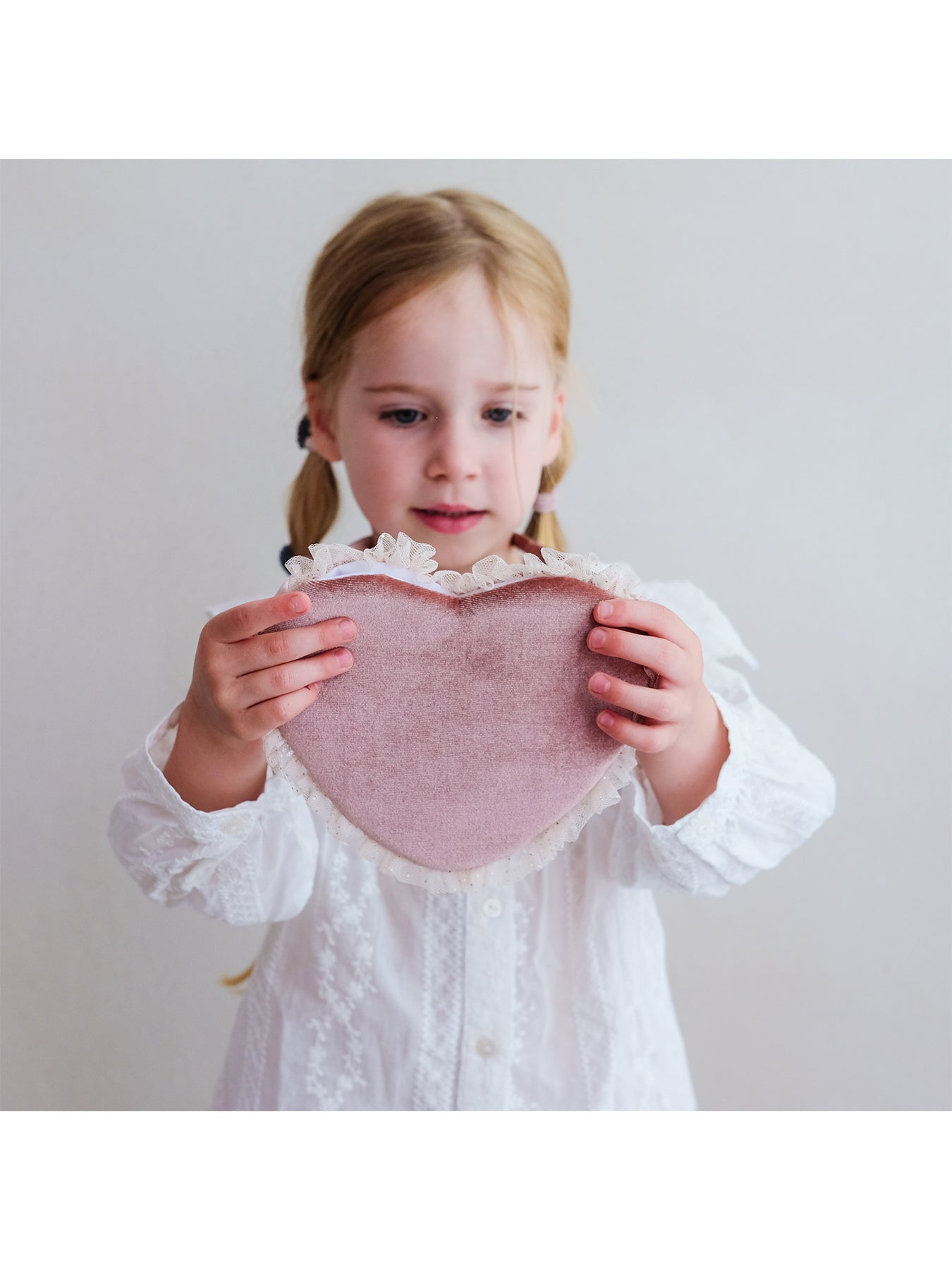 Kids Tulle Velvet Heart Bag Pink