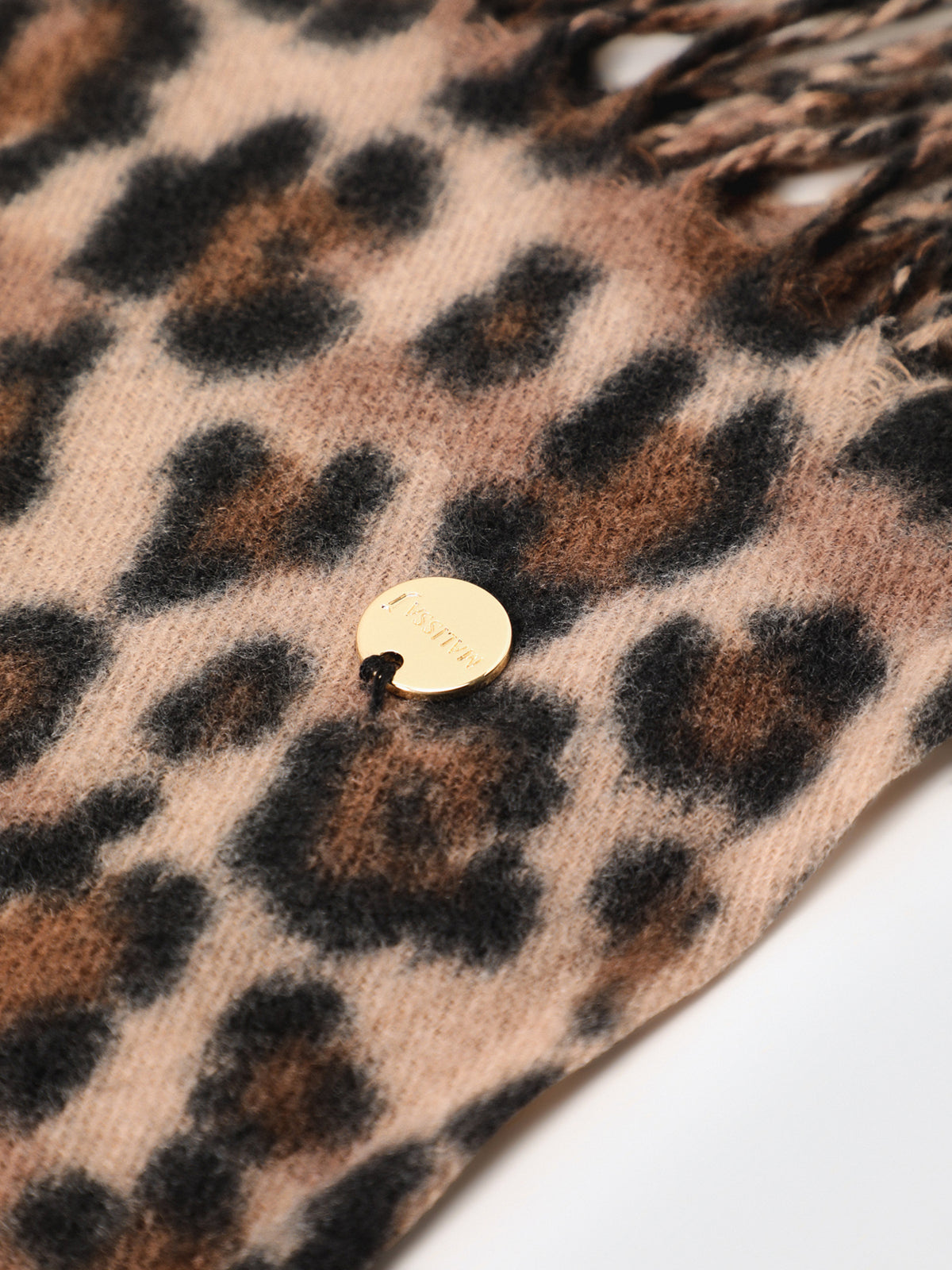 Printed Leopard Scarf with Tassels