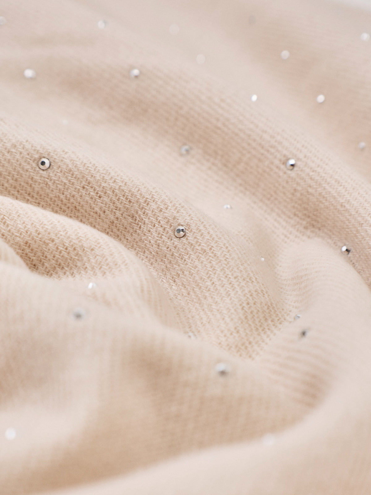 Pashmina-Feel Scattered Stud Scarf - Oyster