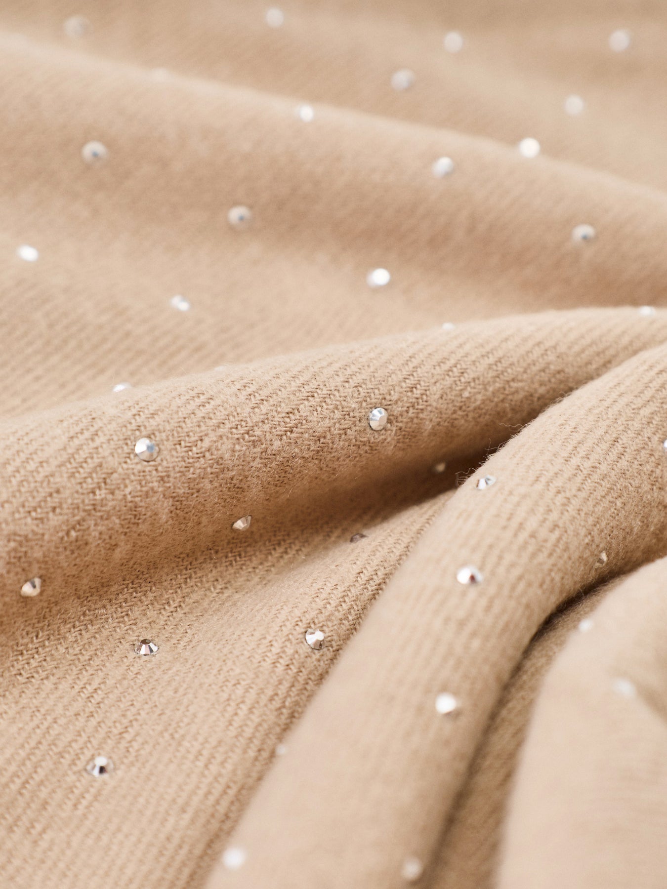 Pashmina-Feel Scattered Stud Scarf - Taupe