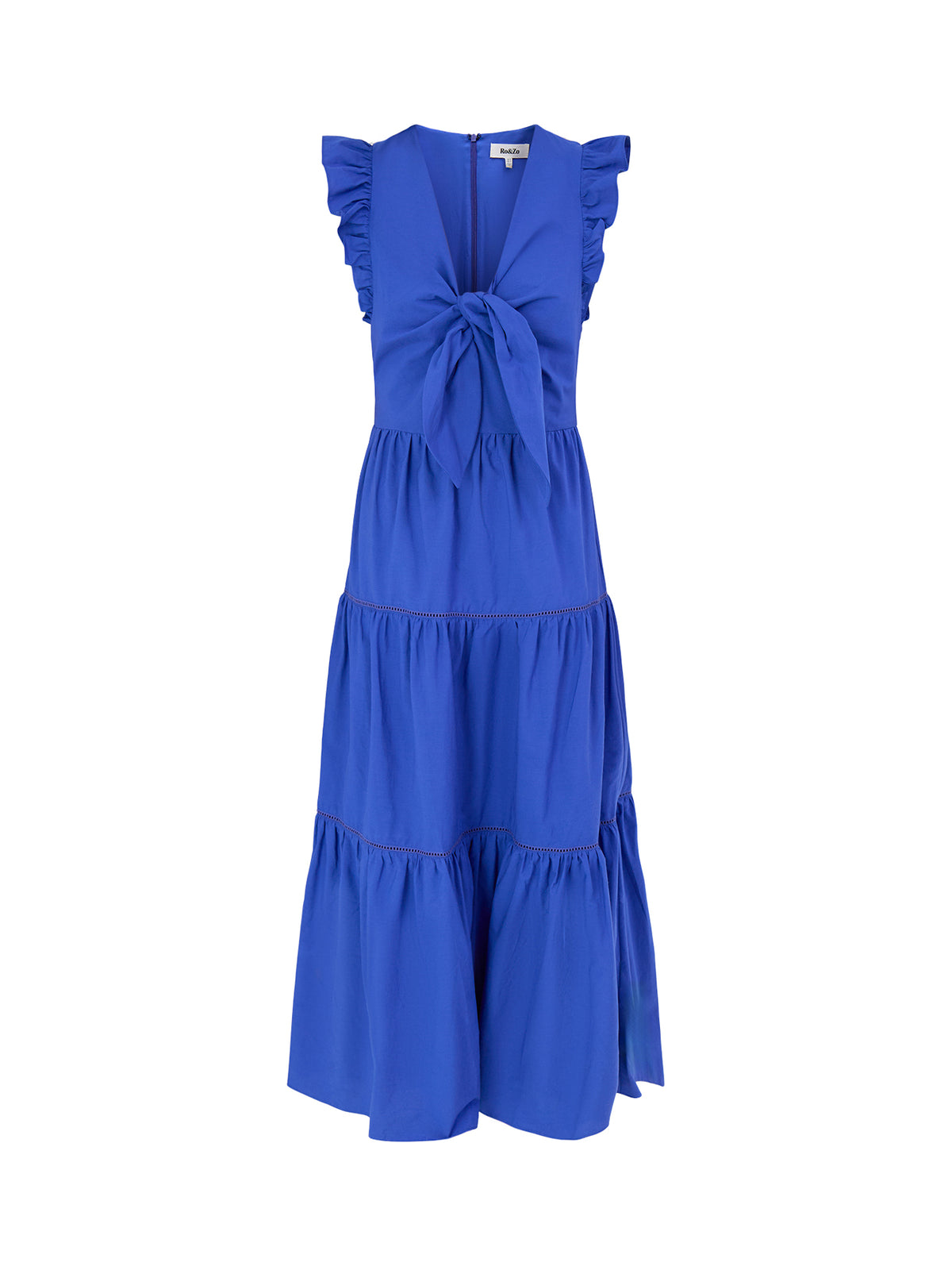 Tie Front Cotton Poplin Dress – Cobalt Blue