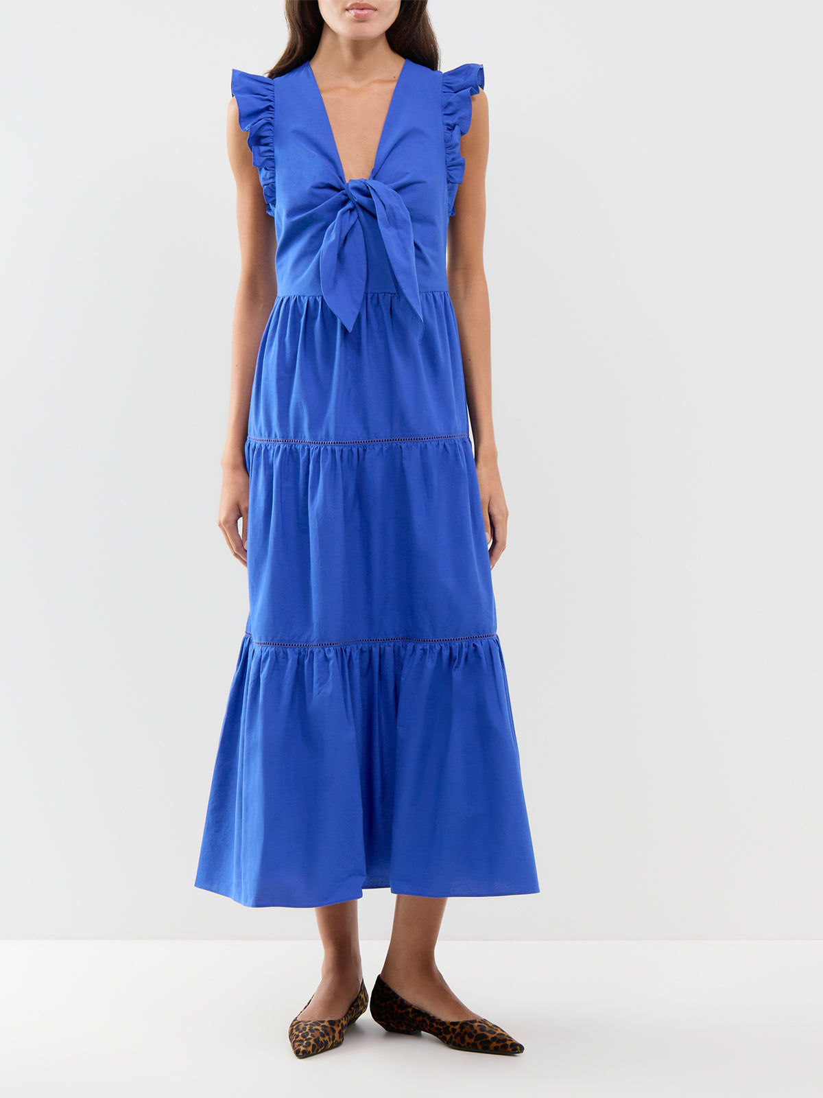 Tie Front Cotton Poplin Dress – Cobalt Blue