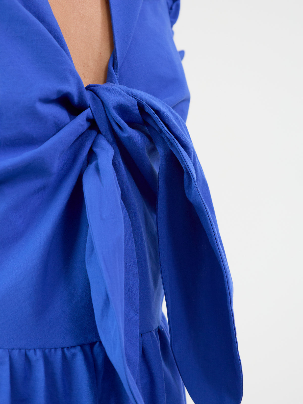 Tie Front Cotton Poplin Dress – Cobalt Blue