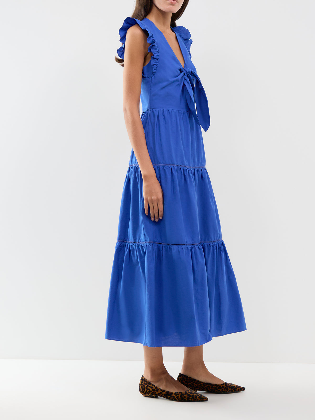 Tie Front Cotton Poplin Dress – Cobalt Blue
